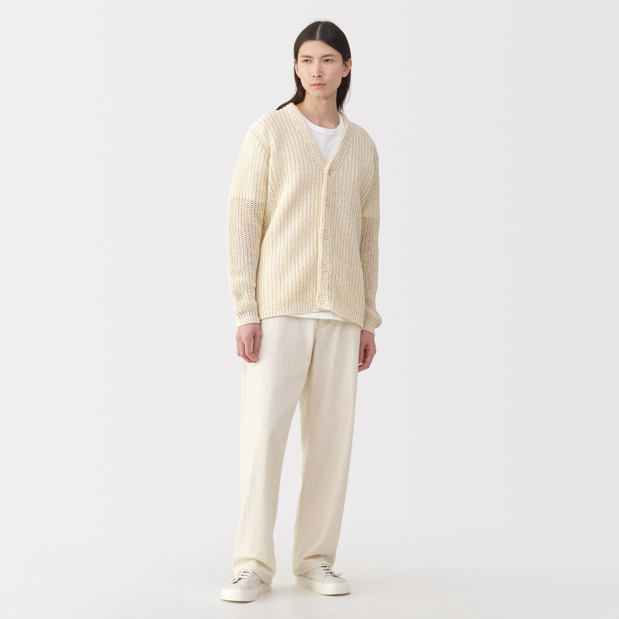 紳士　コットンローゲージニットカーディガン