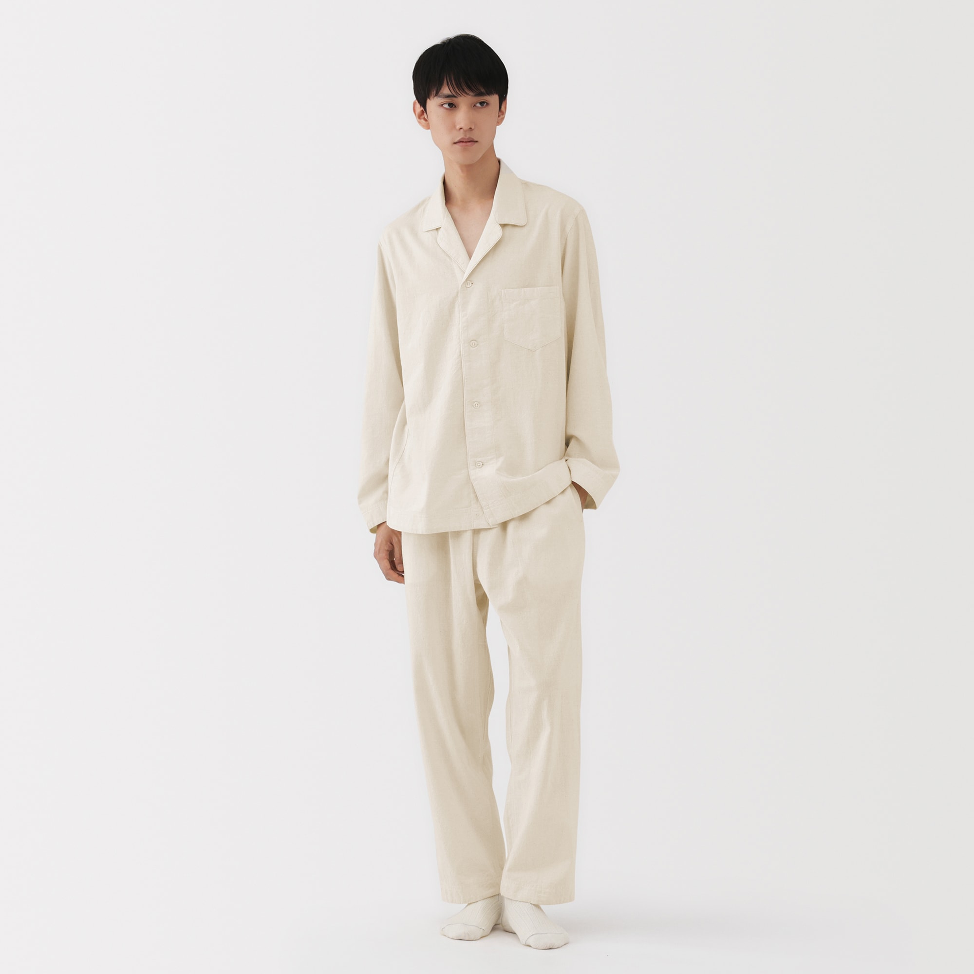 MUJI Labo 無印 インドの手紬ぎ手織りパジャマ 男女兼用 インドの手紬ぎ手織りパジャマ | 無印良品