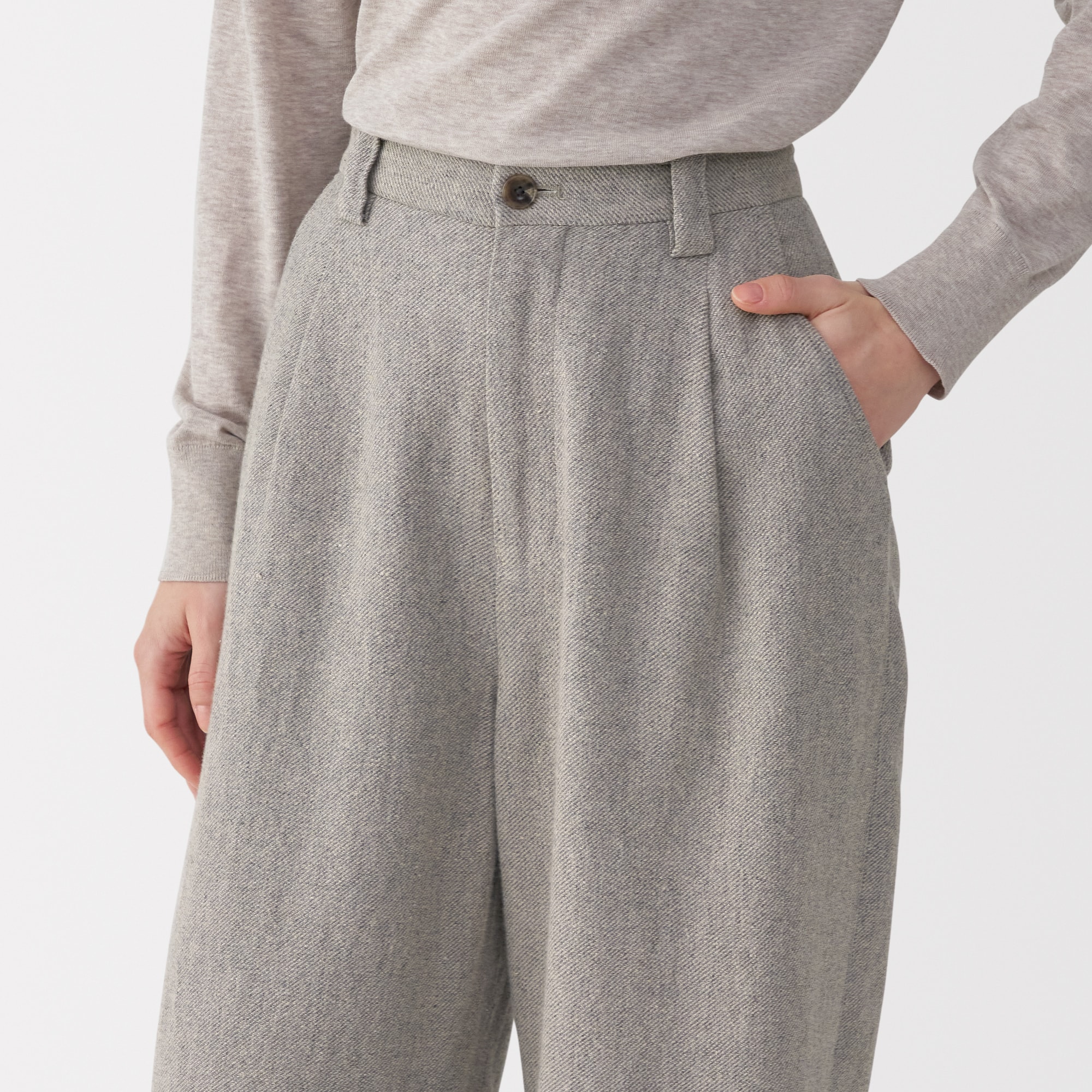 婦人　リネン混ウールパンツ