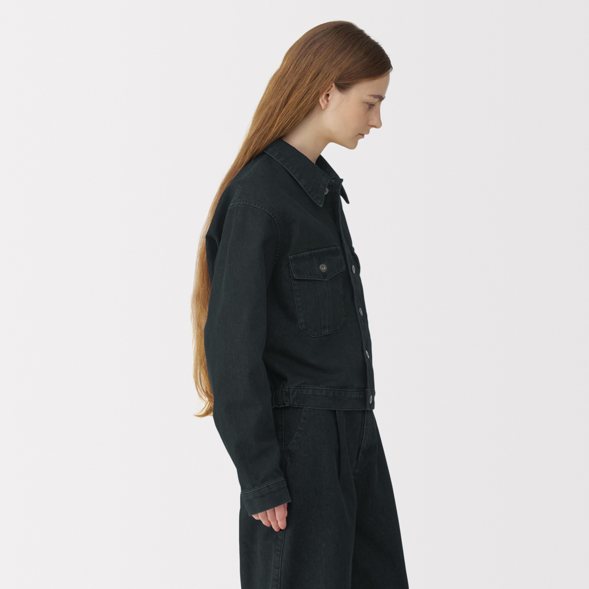 婦人和紙混デニムジャケット　ダークグレー