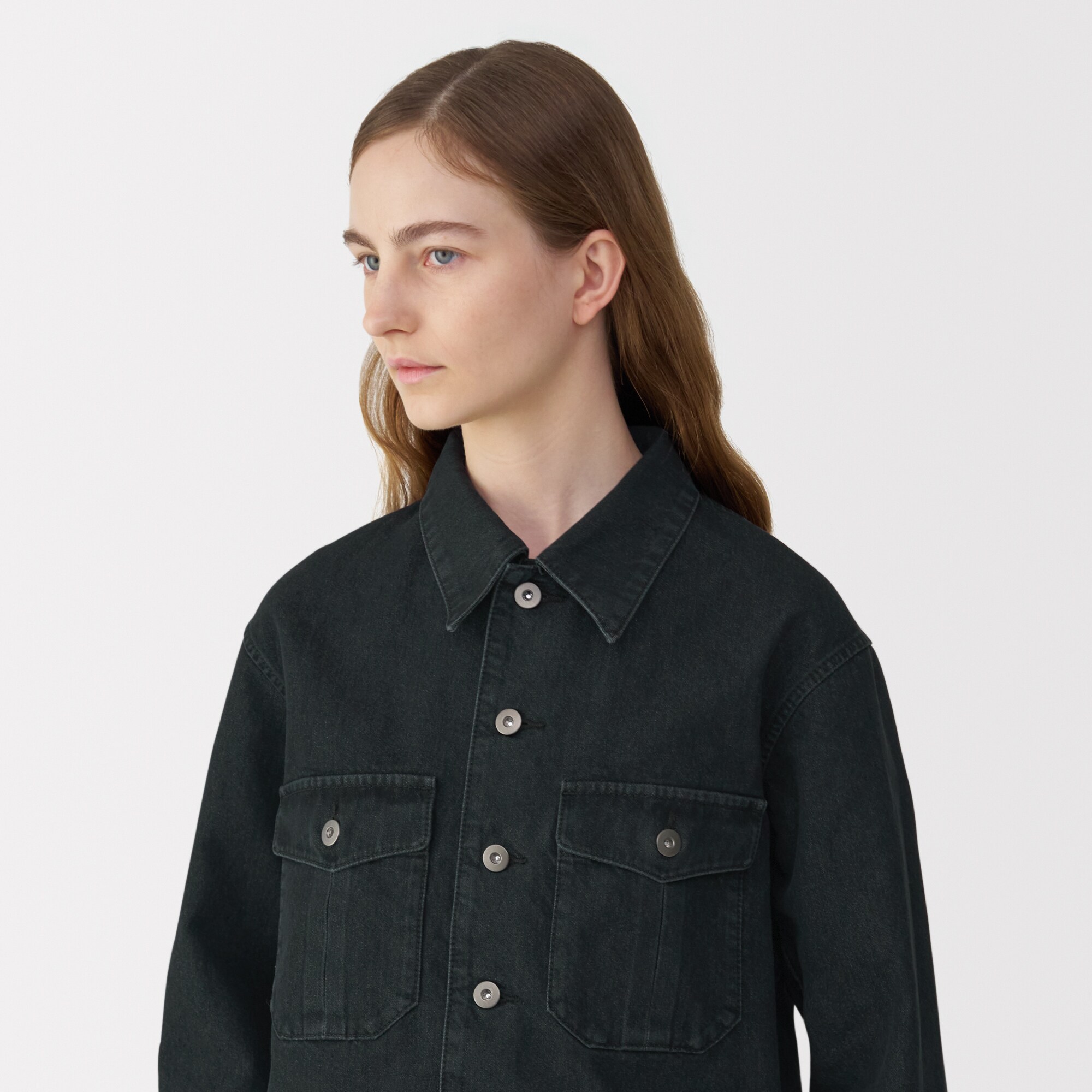 婦人和紙混デニムジャケット　ダークグレー