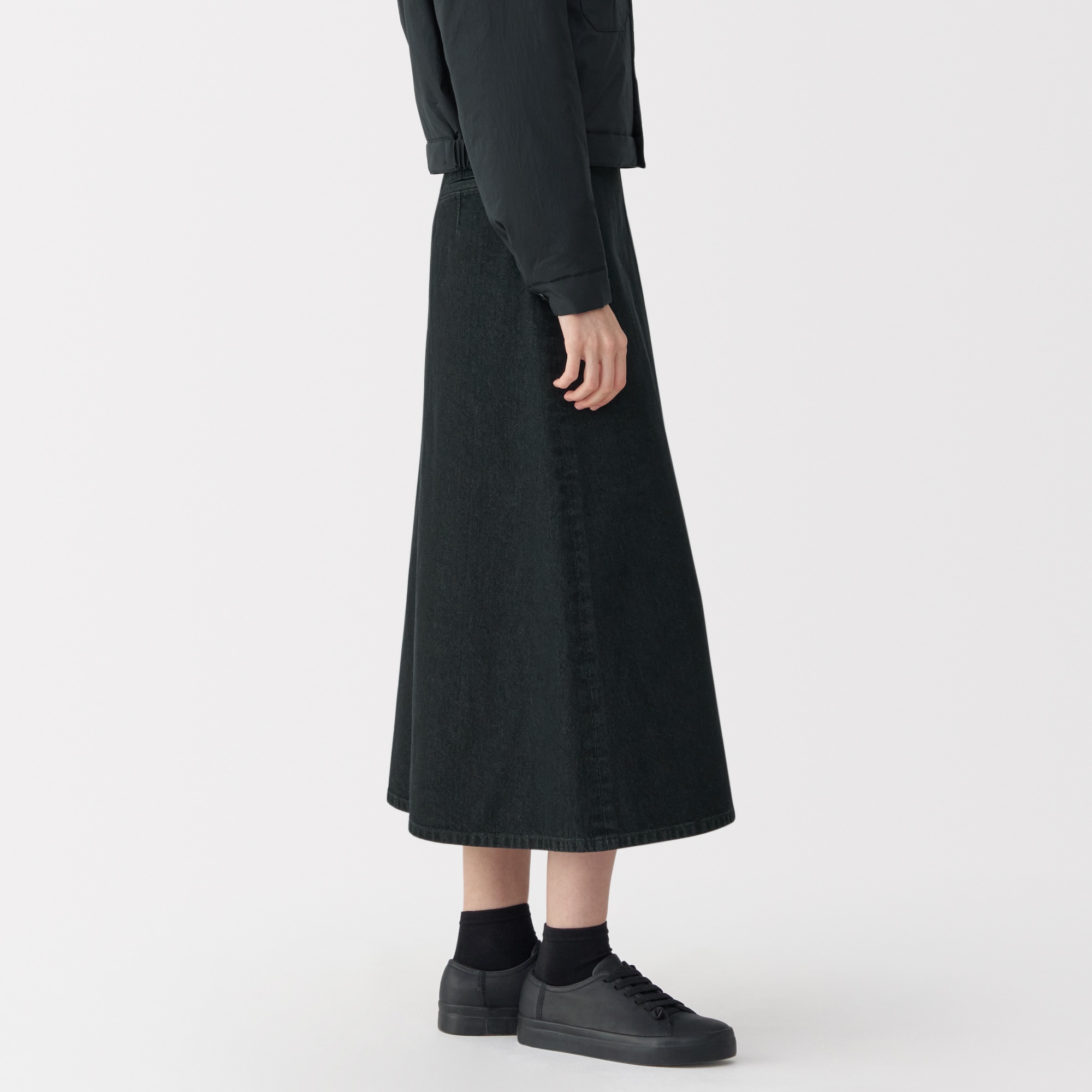 婦人　和紙混デニムスカート　ダークグレー