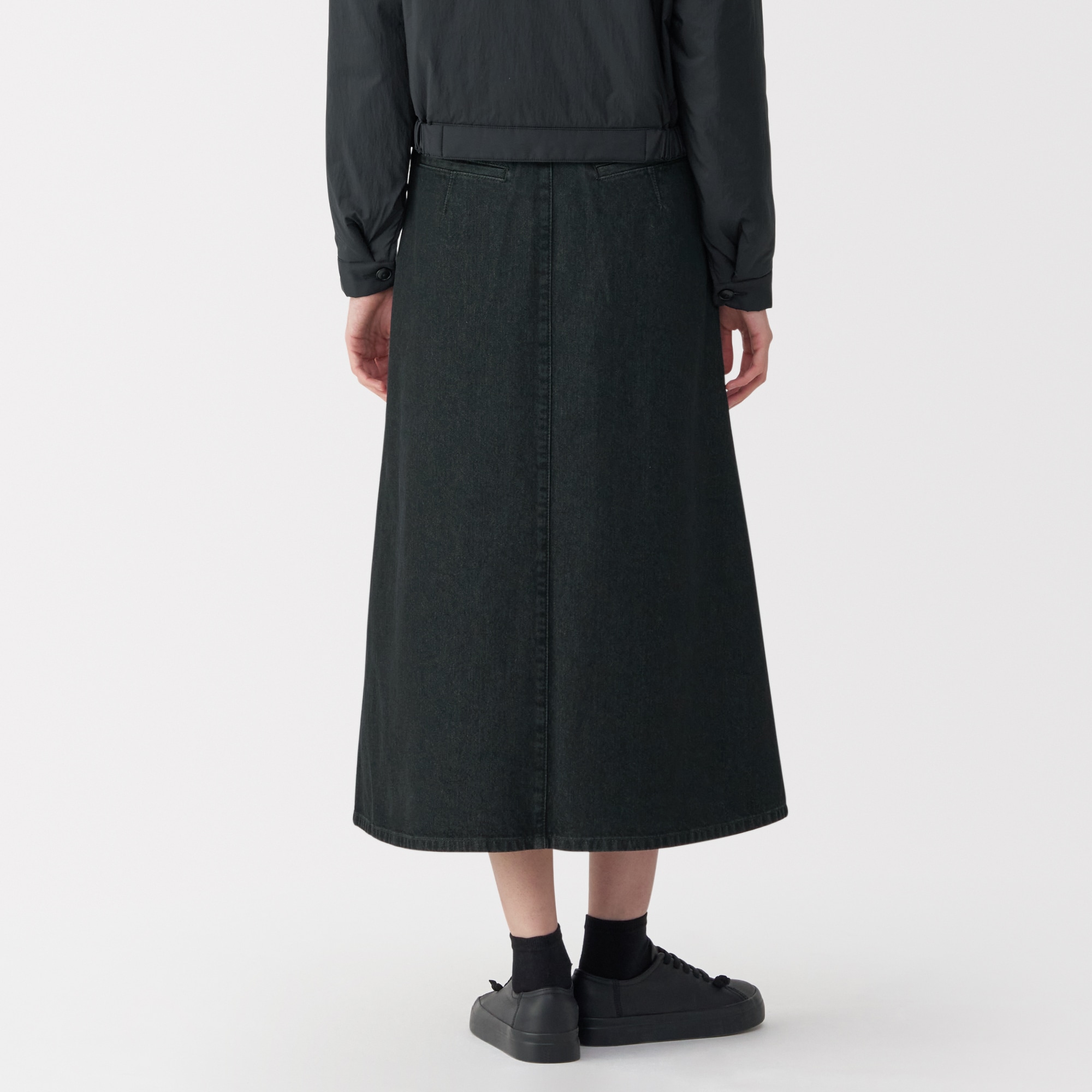 婦人　和紙混デニムスカート　ダークグレー