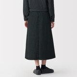 婦人　和紙混デニムスカート　ダークグレー