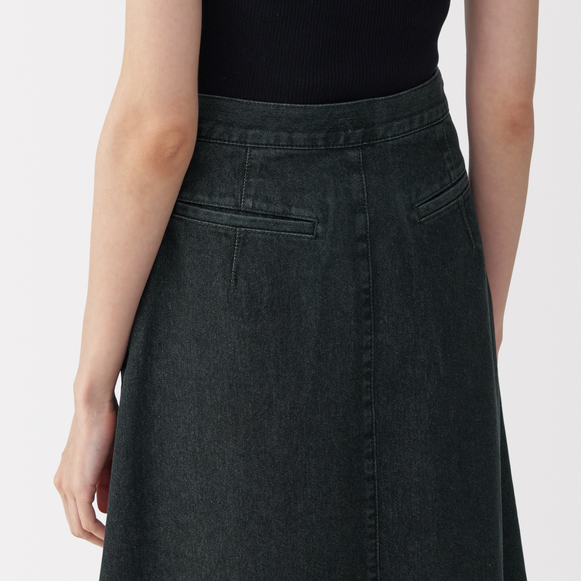 婦人　和紙混デニムスカート　ダークグレー