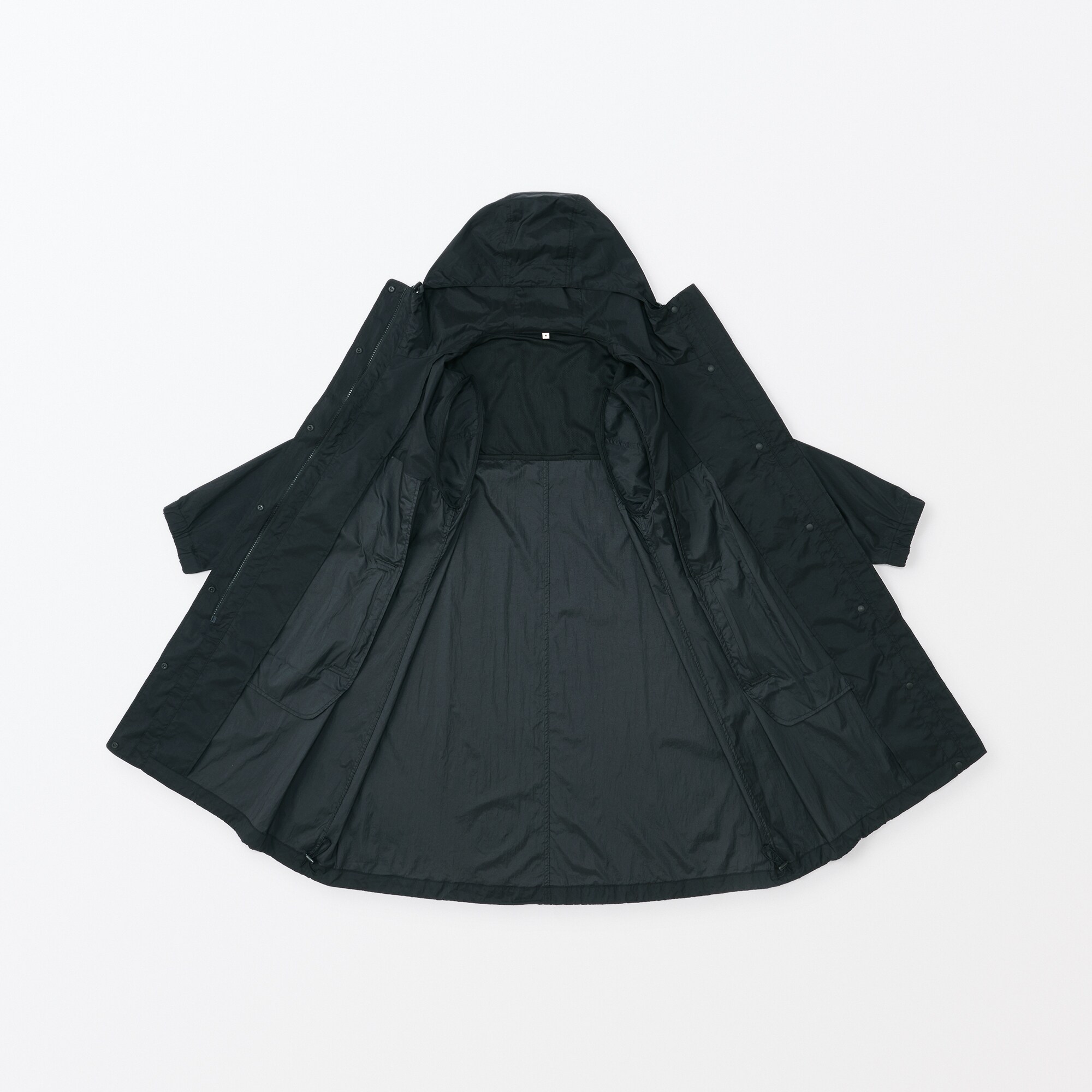 MUJI Labo　軽量撥水ナイロンフード付きコート S 黒　無印良品 婦人 軽量撥水ナイロンフード付きコート | 無印良品