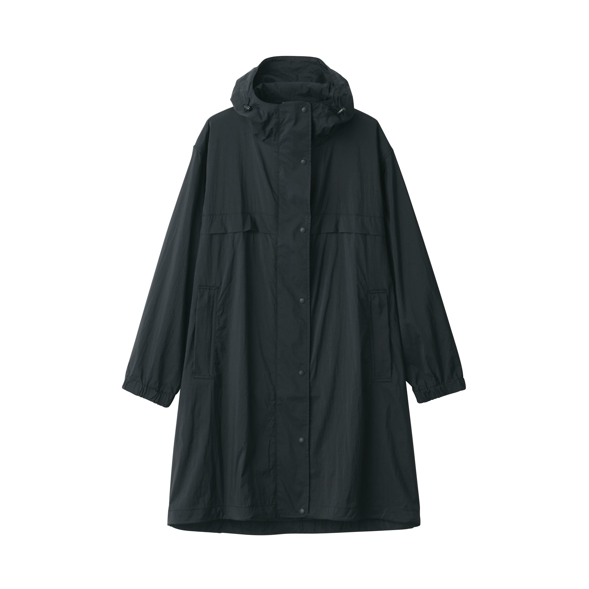MUJI Labo　軽量撥水ナイロンフード付きコート S 黒　無印良品 婦人 軽量撥水ナイロンフード付きコート | 無印良品
