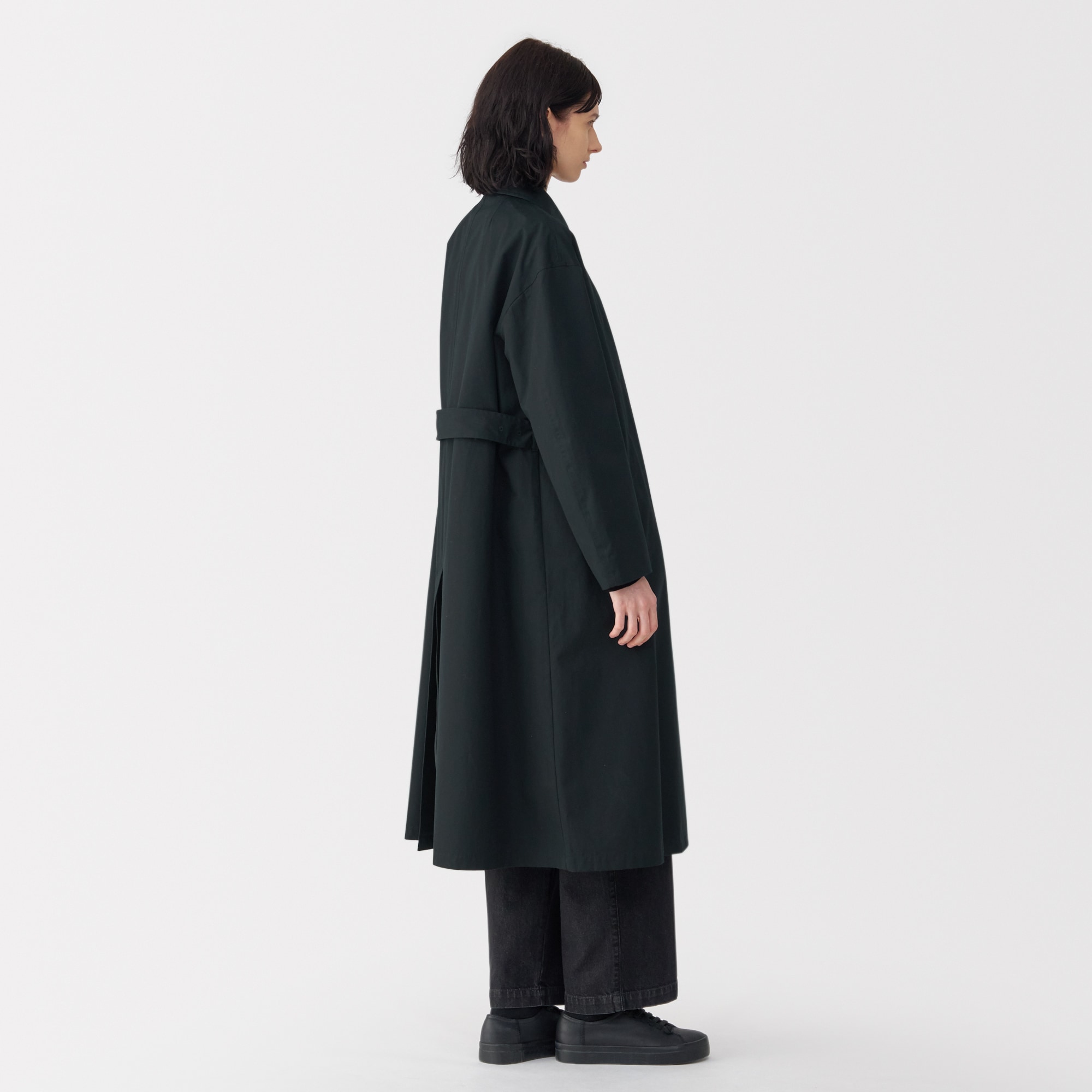 【MUJIlabo】高密度コットンシングルブレストコート黒　サイズM 婦人 高密度コットンシングルブレストコート | 無印良品