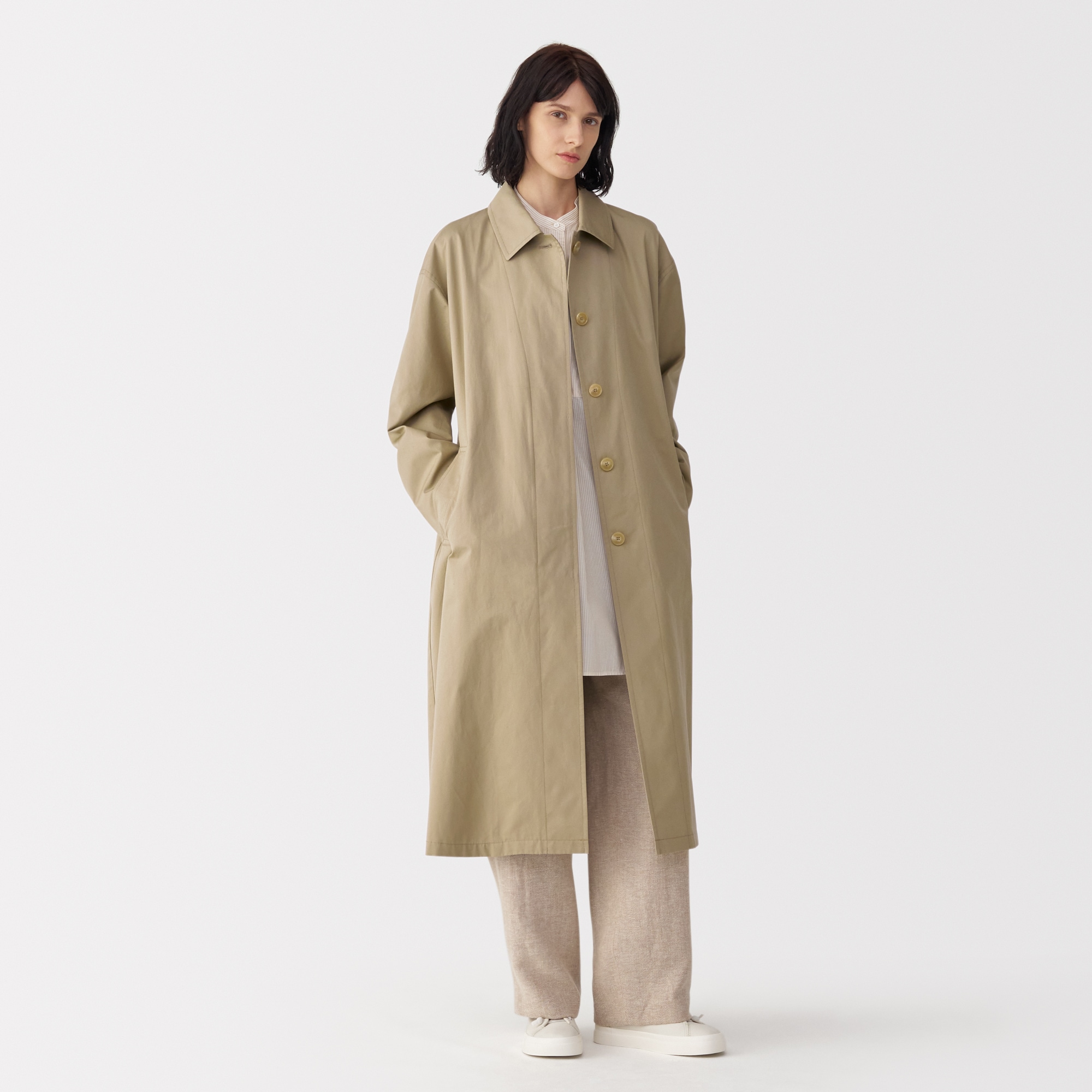 MUJI Labo 高密度コットンシングルブレストコート M ベージュ 婦人 高密度コットンシングルブレストコート | 無印良品