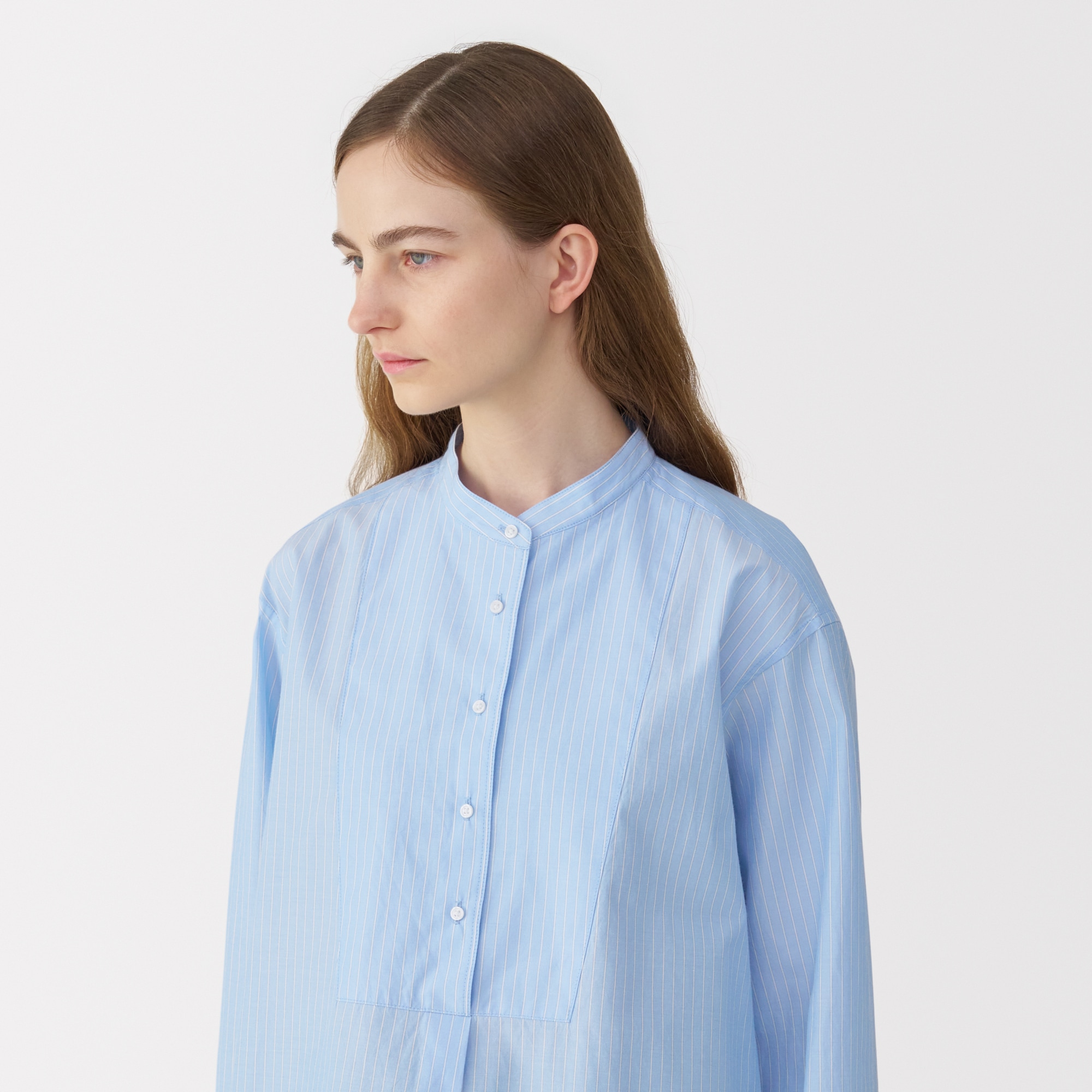 Mujilabo無印良品 シルク混チュニック Ｍ ライトブルーストライプ 婦人 シルク混チュニック（ストライプ） | 無印良品