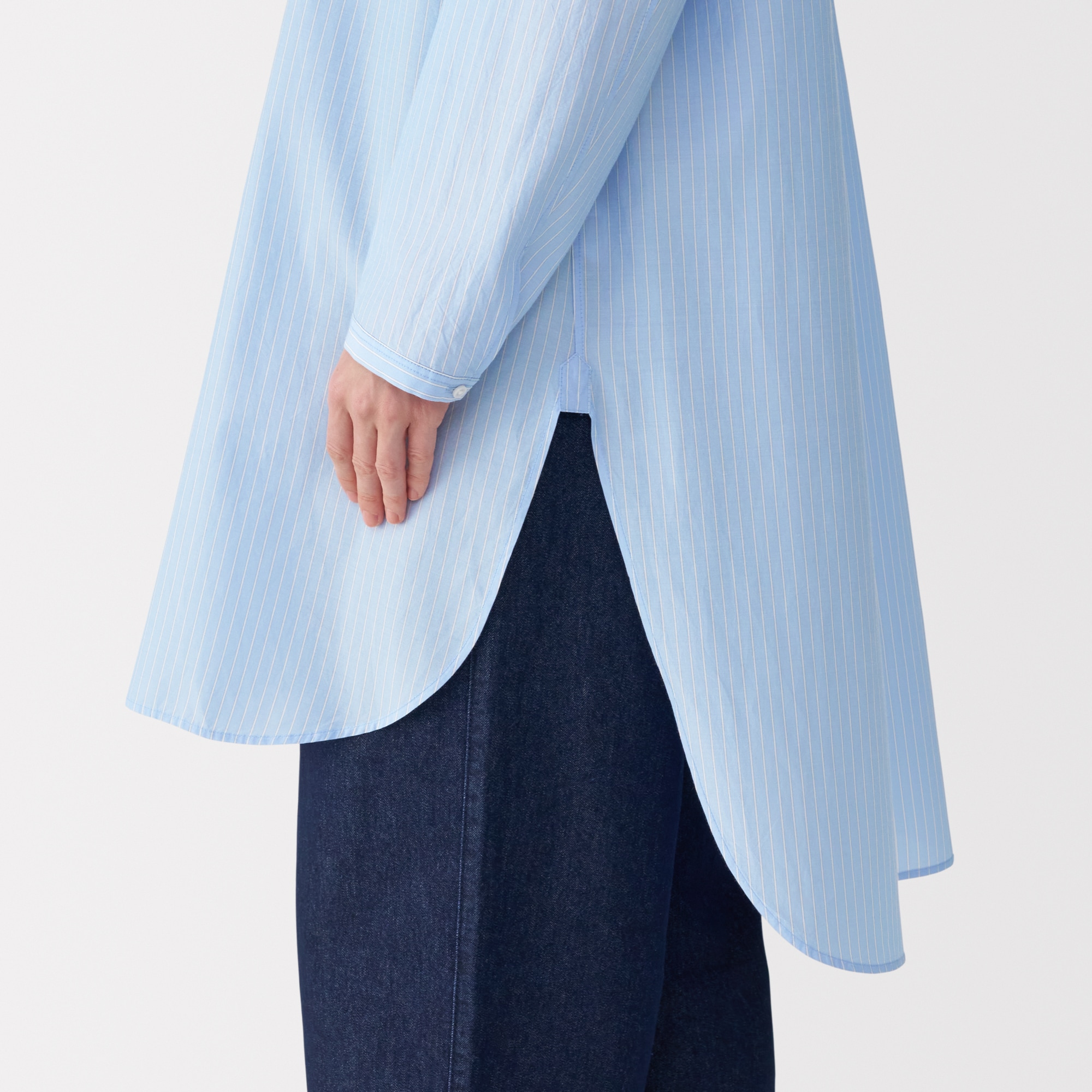 Mujilabo無印良品 シルク混チュニック Ｍ ライトブルーストライプ 婦人 シルク混チュニック（ストライプ） | 無印良品