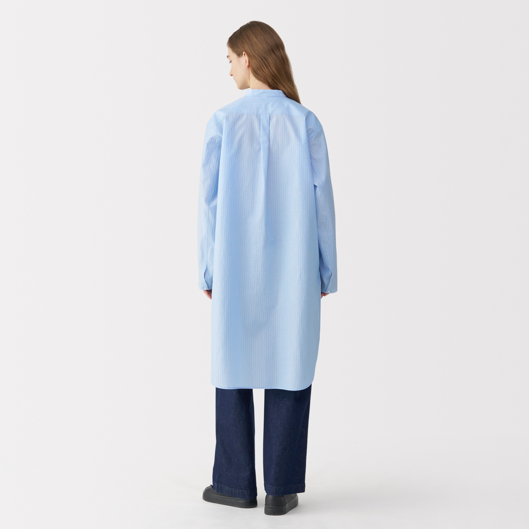 Mujilabo無印良品 シルク混チュニック Ｍ ライトブルーストライプ W's Cool touch Flare Skirt LADY M Saxe blue stripe | MUJI