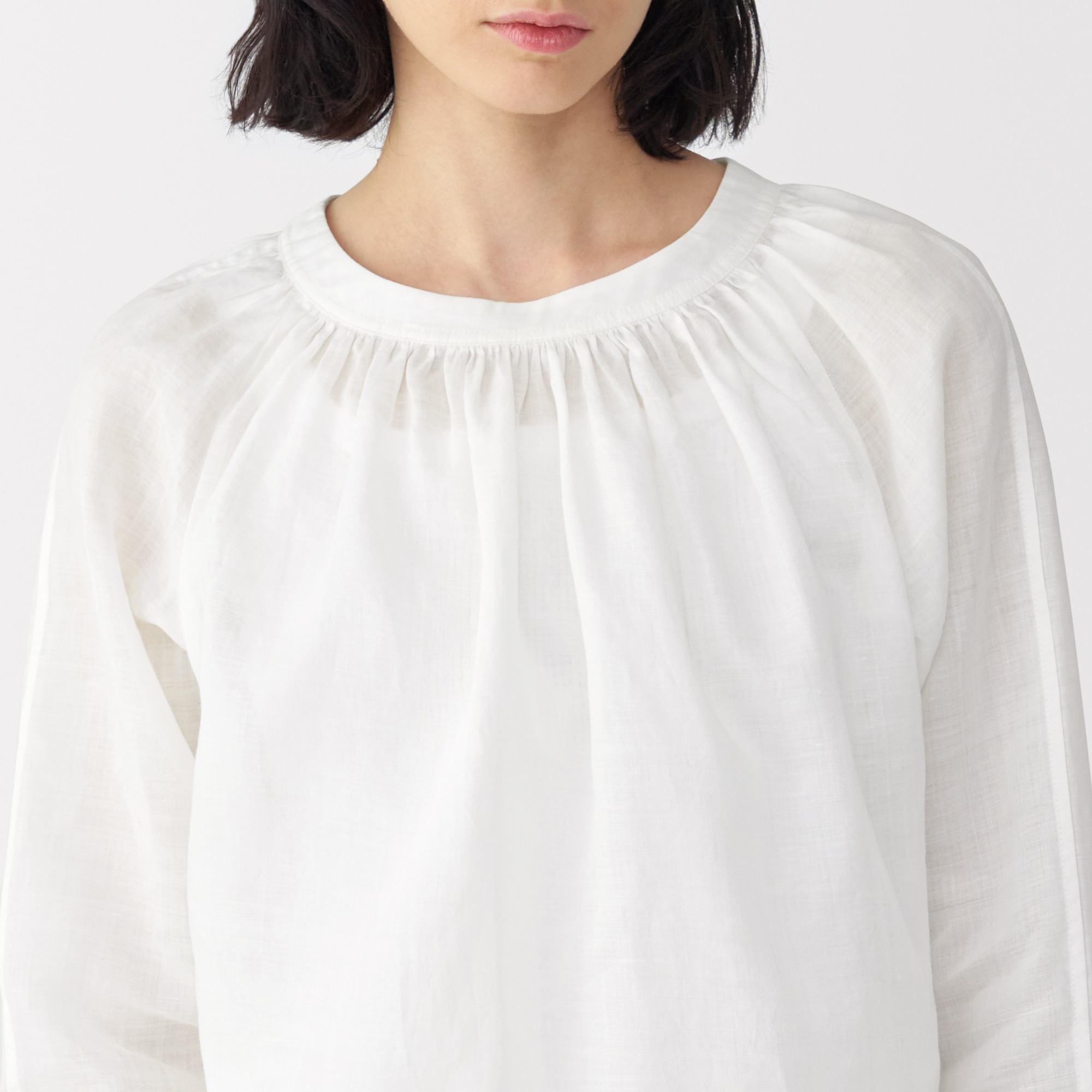 ブラウス シャツ クルーネックラミーブラウス レディース HER. ブラウス シャツ ラミーHER．シャツ レディース
