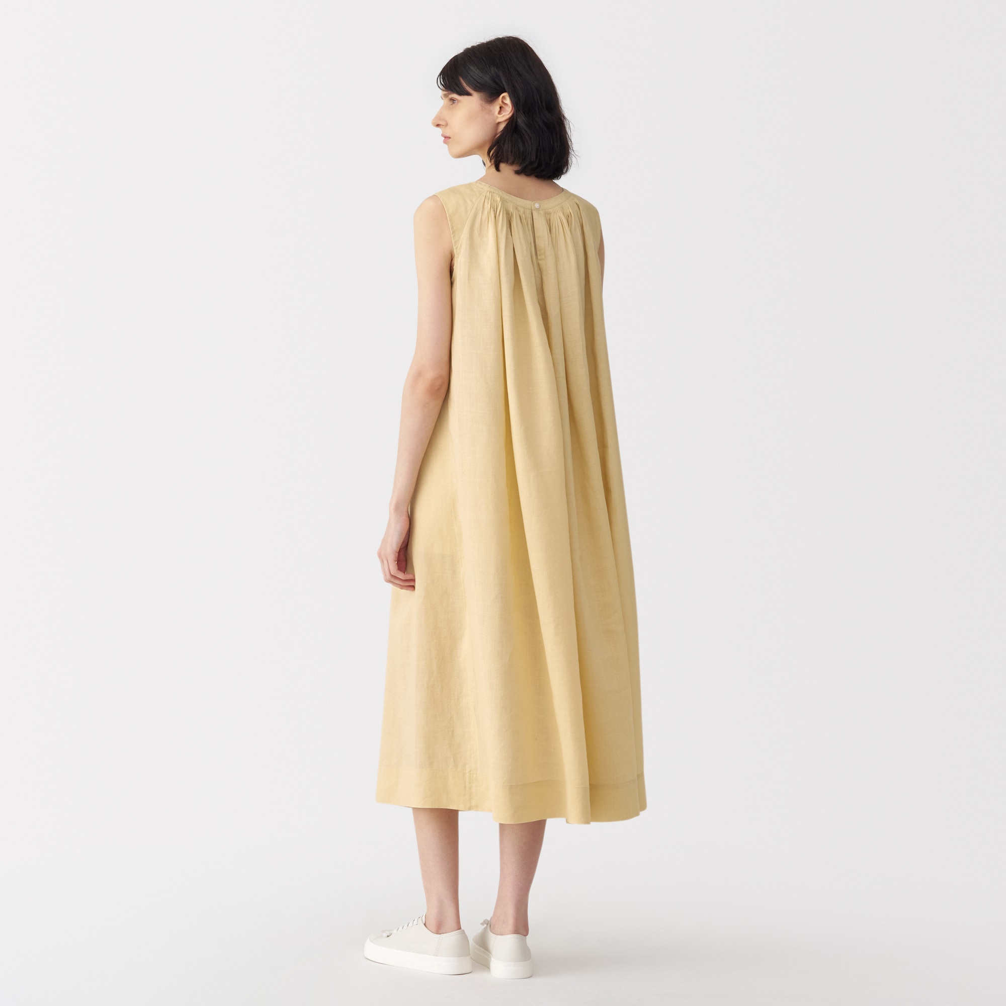 婦人　ラミーノースリーブタックワンピース