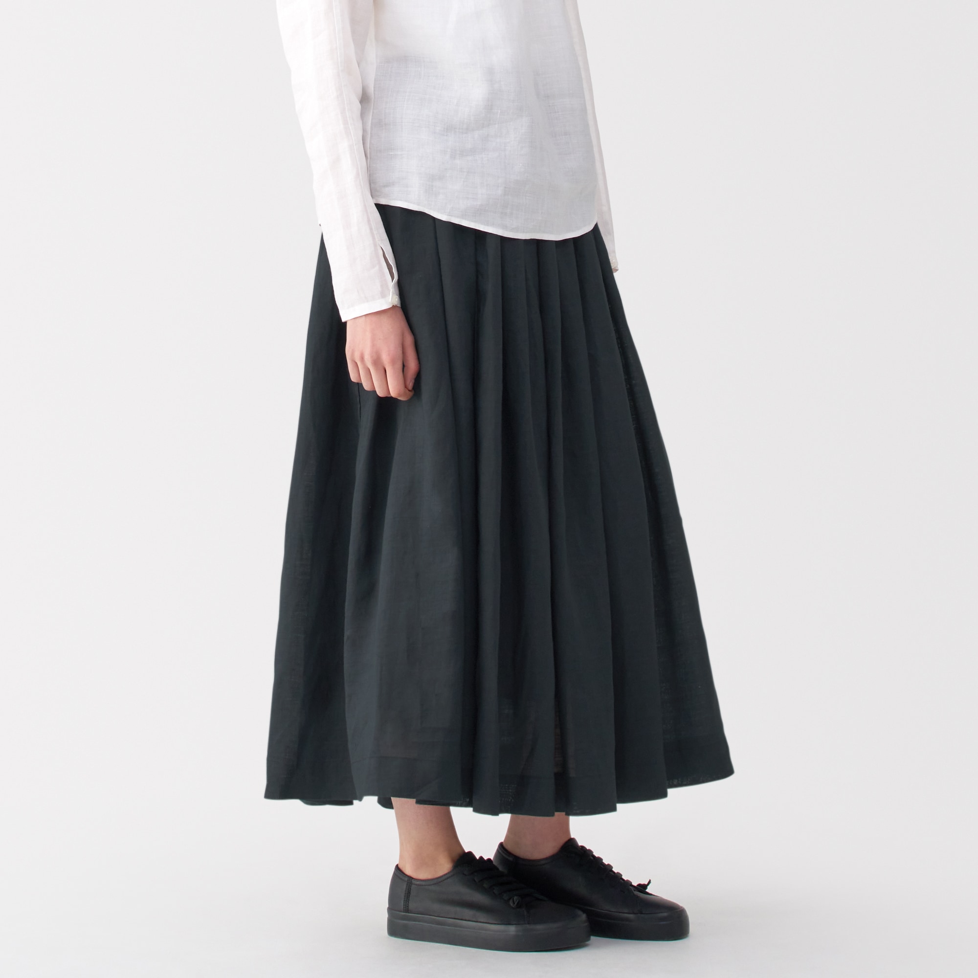 美品 MUJI Labo ラミータックスカート 67サイズ 黒 婦人 ラミータックスカート | 無印良品