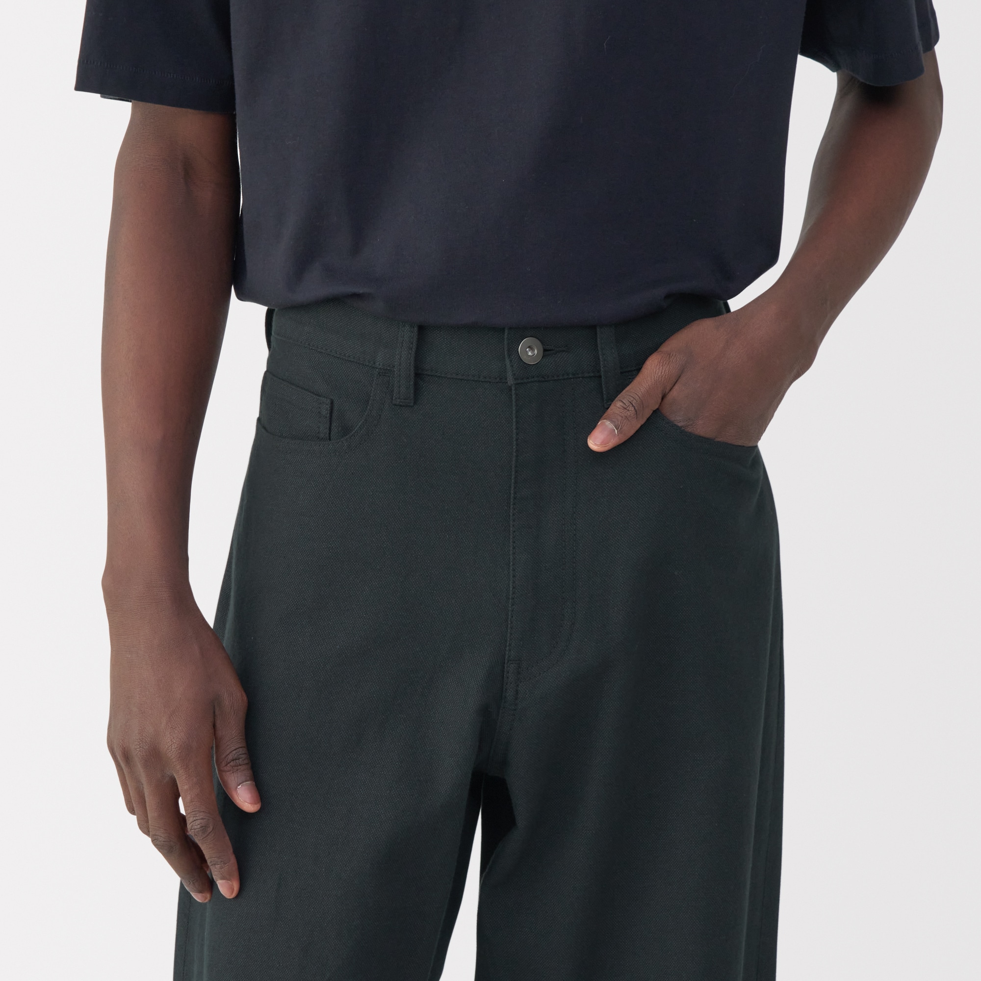 紳士　和紙混カルゼ５ポケットワイドパンツ