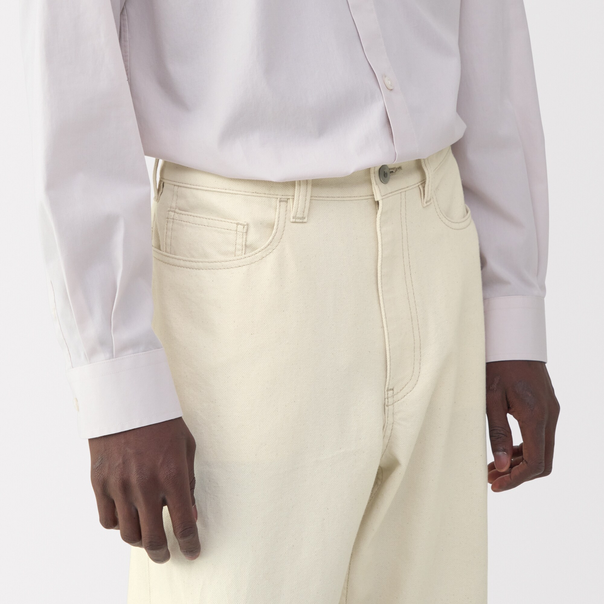 紳士　和紙混カルゼ５ポケットワイドパンツ