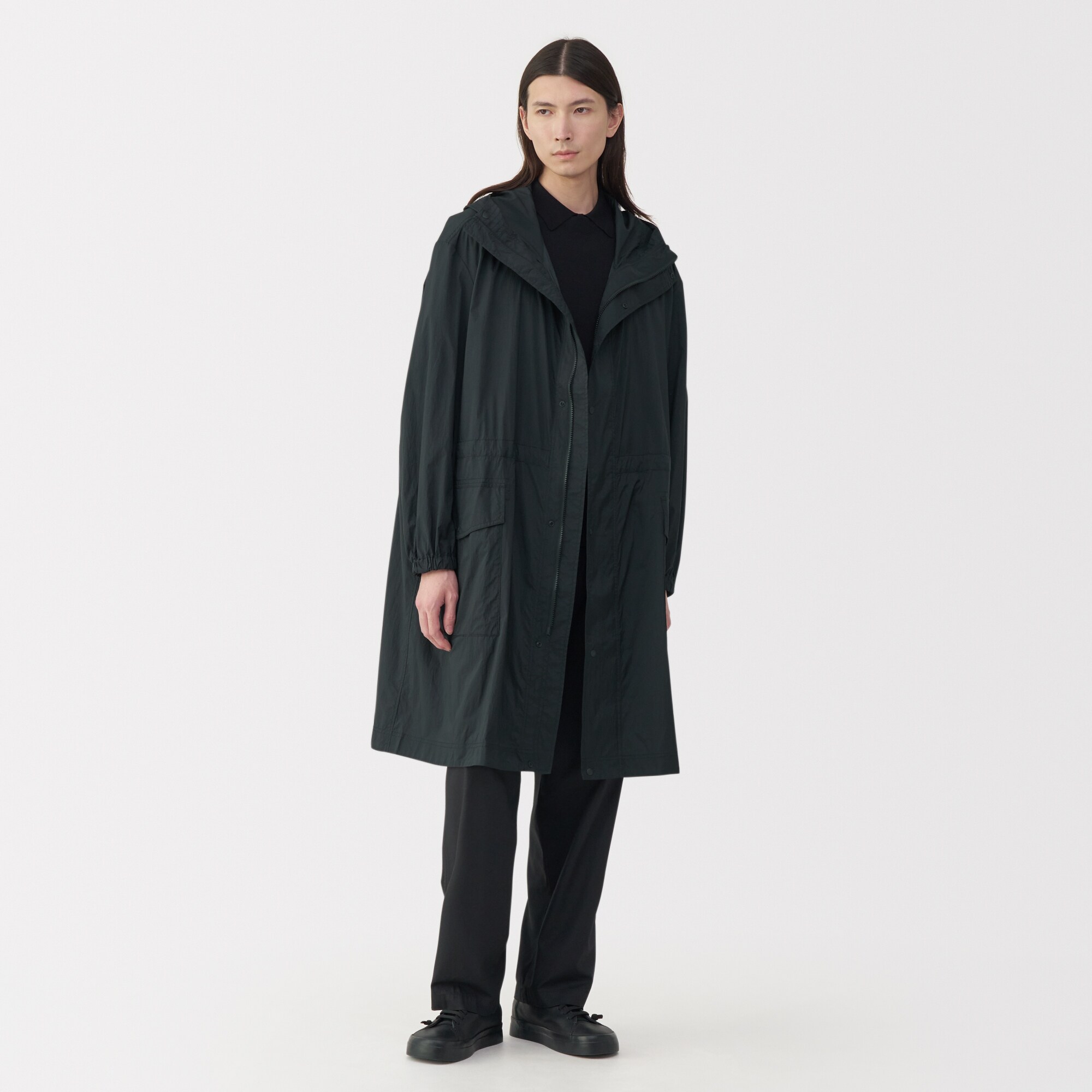 未使用 Plantation フード付き コート ナイロン 大きいサイズ 撥水 紳士 軽量撥水ナイロンフード付きコート | 無印良品