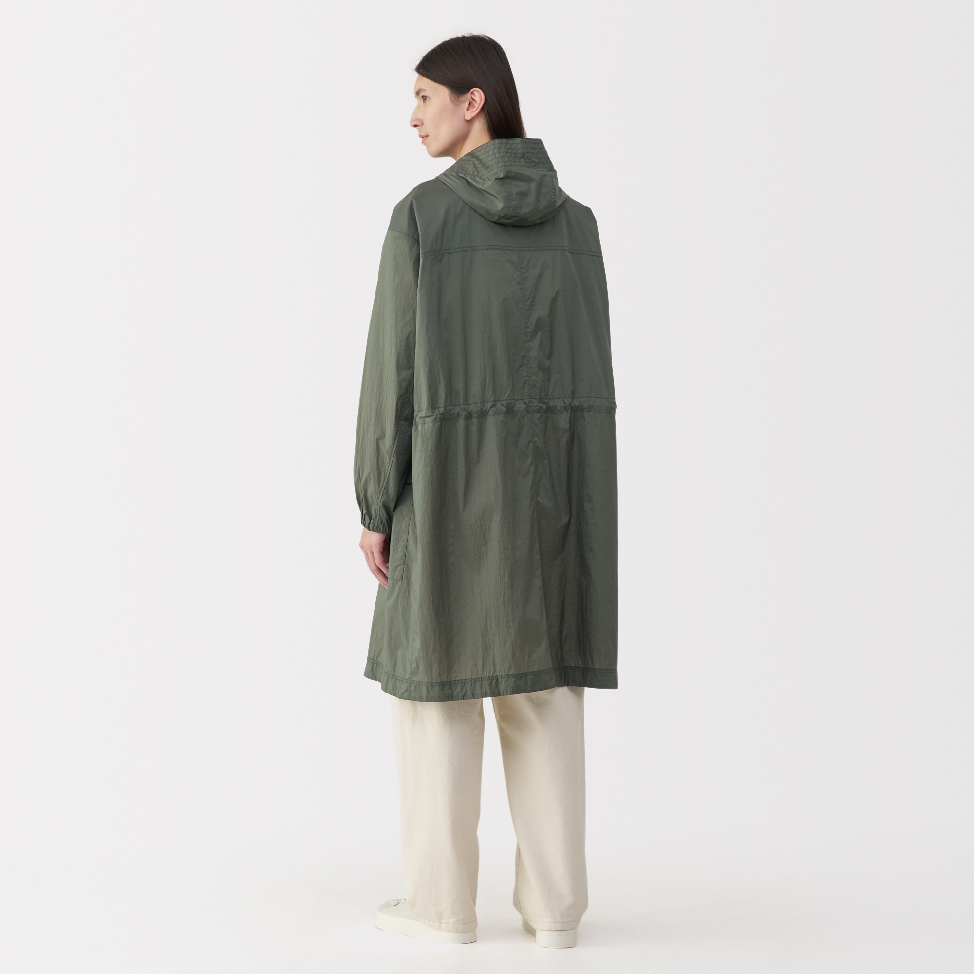 紳士　軽量撥水ナイロンフード付きコート