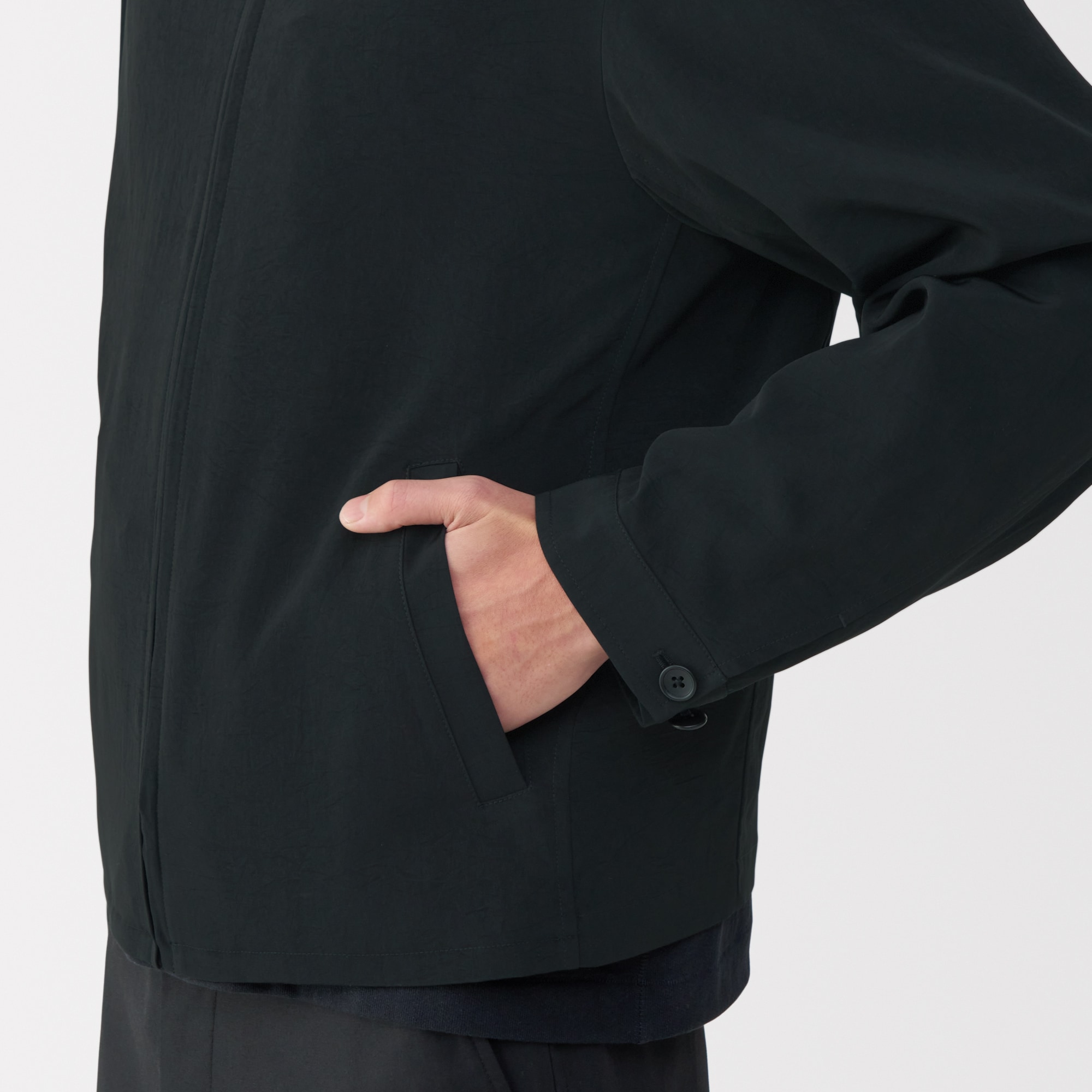 紳士　トリアセテート混ジップアップブルゾン