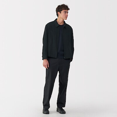 紳士　トリアセテート混ジップアップブルゾン