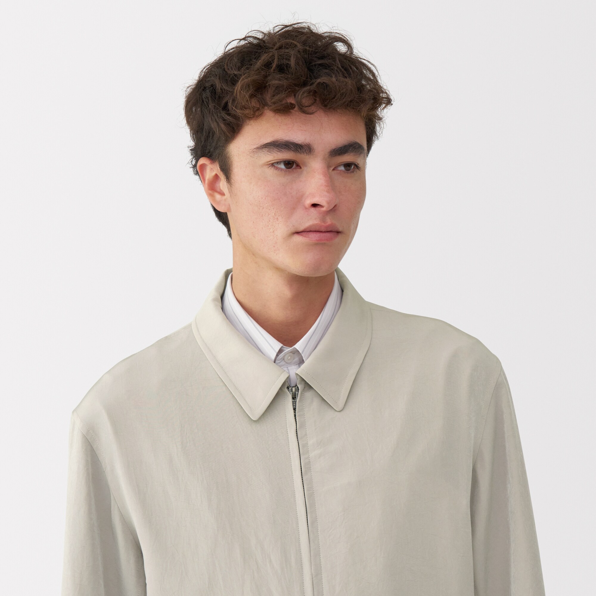 紳士　トリアセテート混ジップアップブルゾン