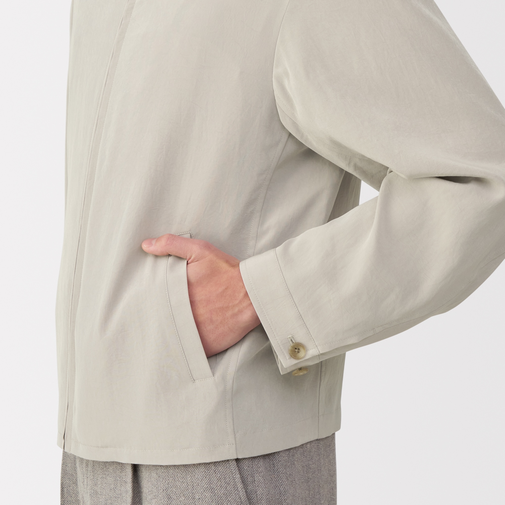 紳士　トリアセテート混ジップアップブルゾン