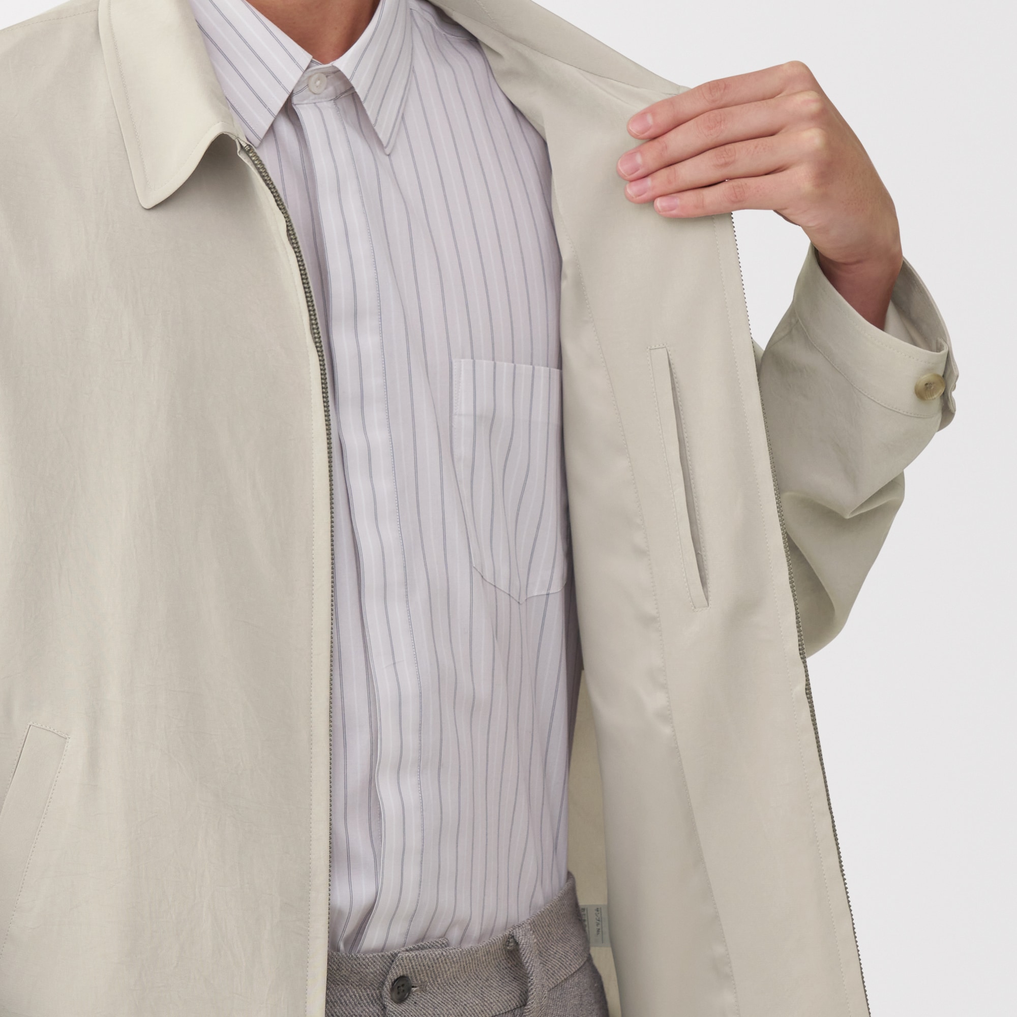 紳士　トリアセテート混ジップアップブルゾン