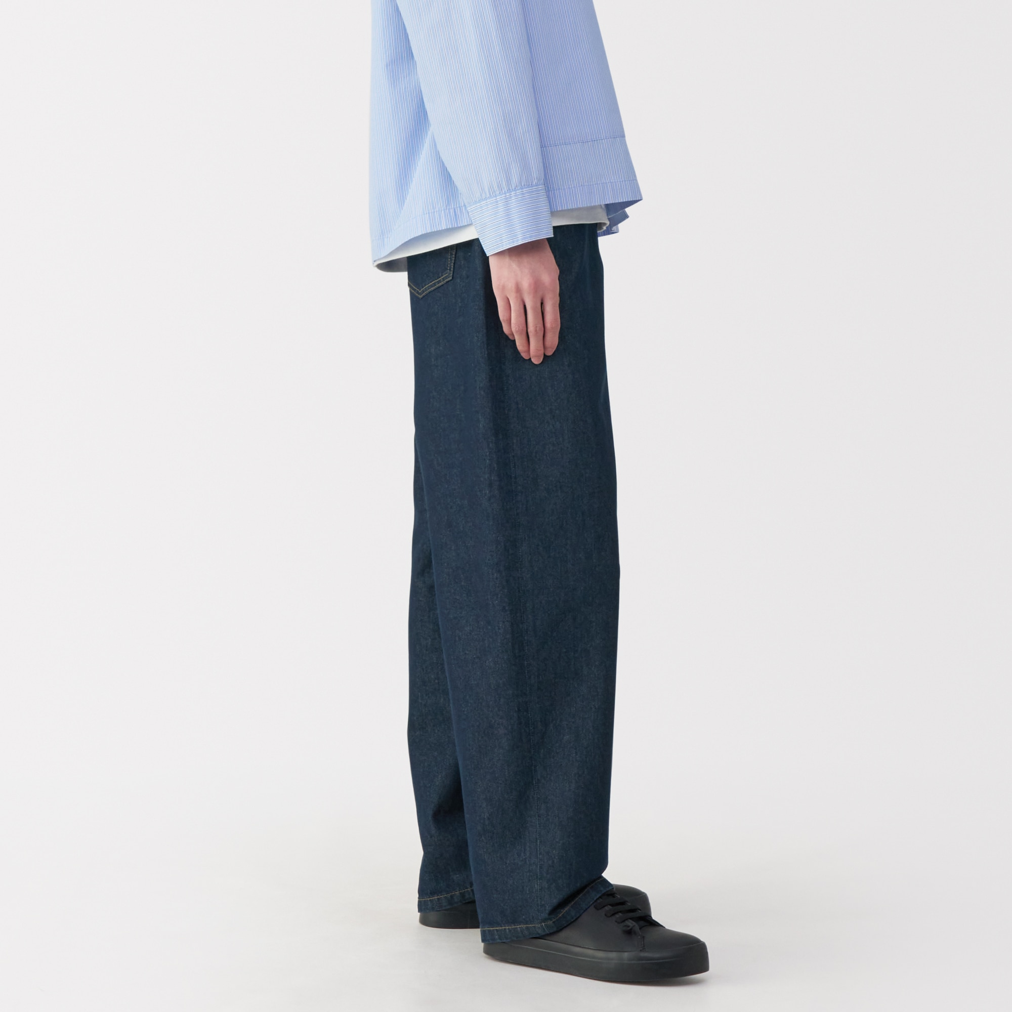 紳士　和紙混デニム５ポケットワイドパンツ