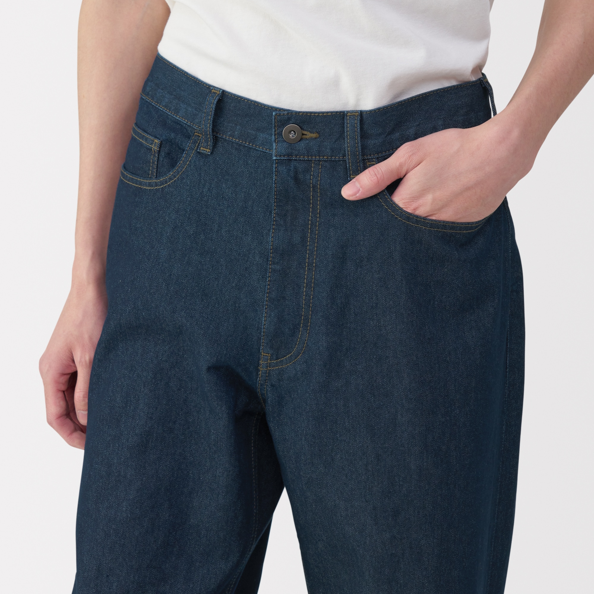 無印良品　和紙混デニムパンツ　Lサイズ　ワイドワンタック 無印良品（ムジルシリョウヒン）の「紳士 和紙混デニムパンツ