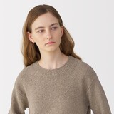 婦人　シルク混クルーネック長袖プルオーバー