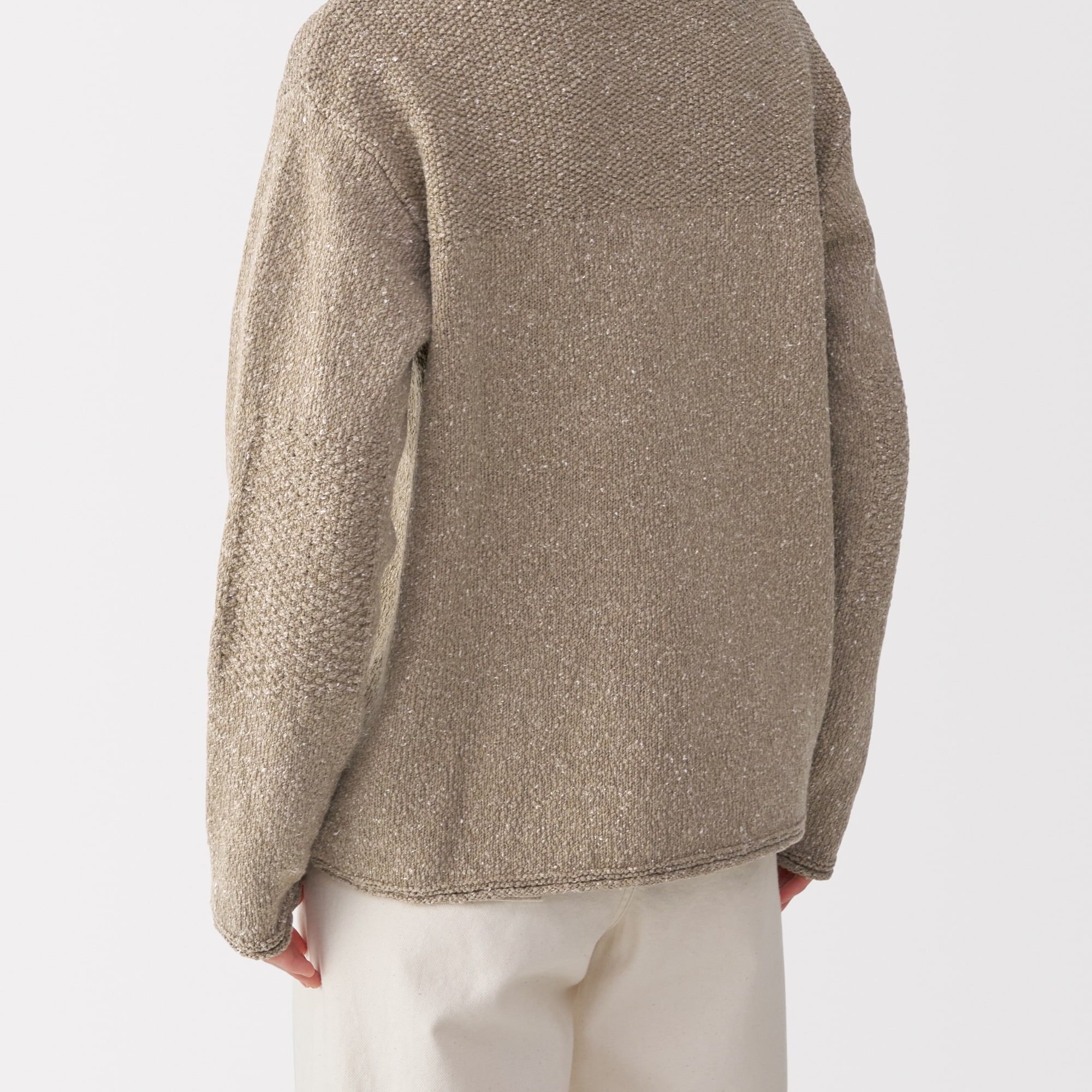 婦人　シルク混クルーネック長袖プルオーバー