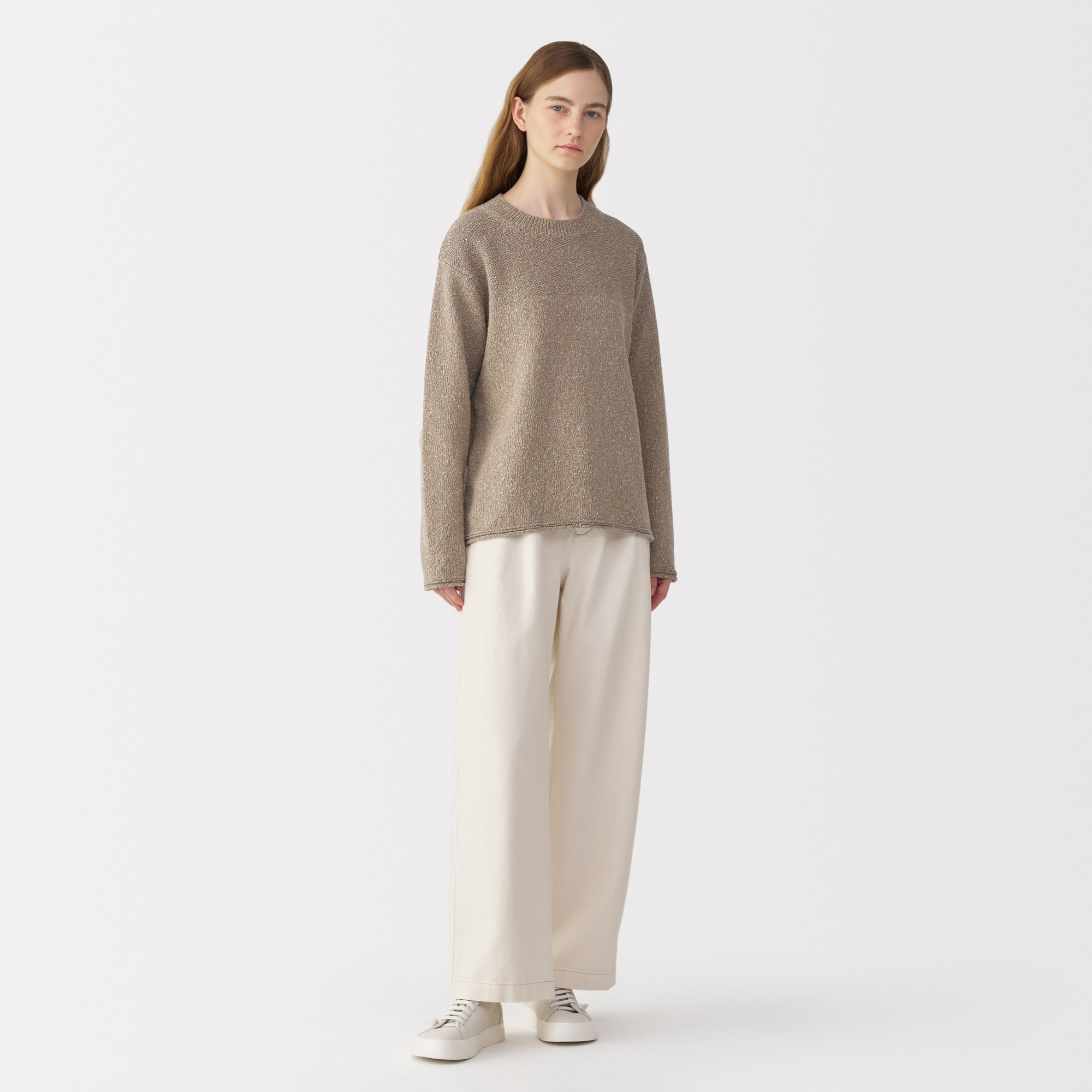 無印良品　MUJI Labo 婦人　シルク混クルーネック長袖プルオーバー　L 婦人 シルク混クルーネック長袖プルオーバー | 無印良品