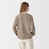 婦人　シルク混クルーネック長袖プルオーバー