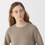 婦人　シルク混クルーネック長袖プルオーバー