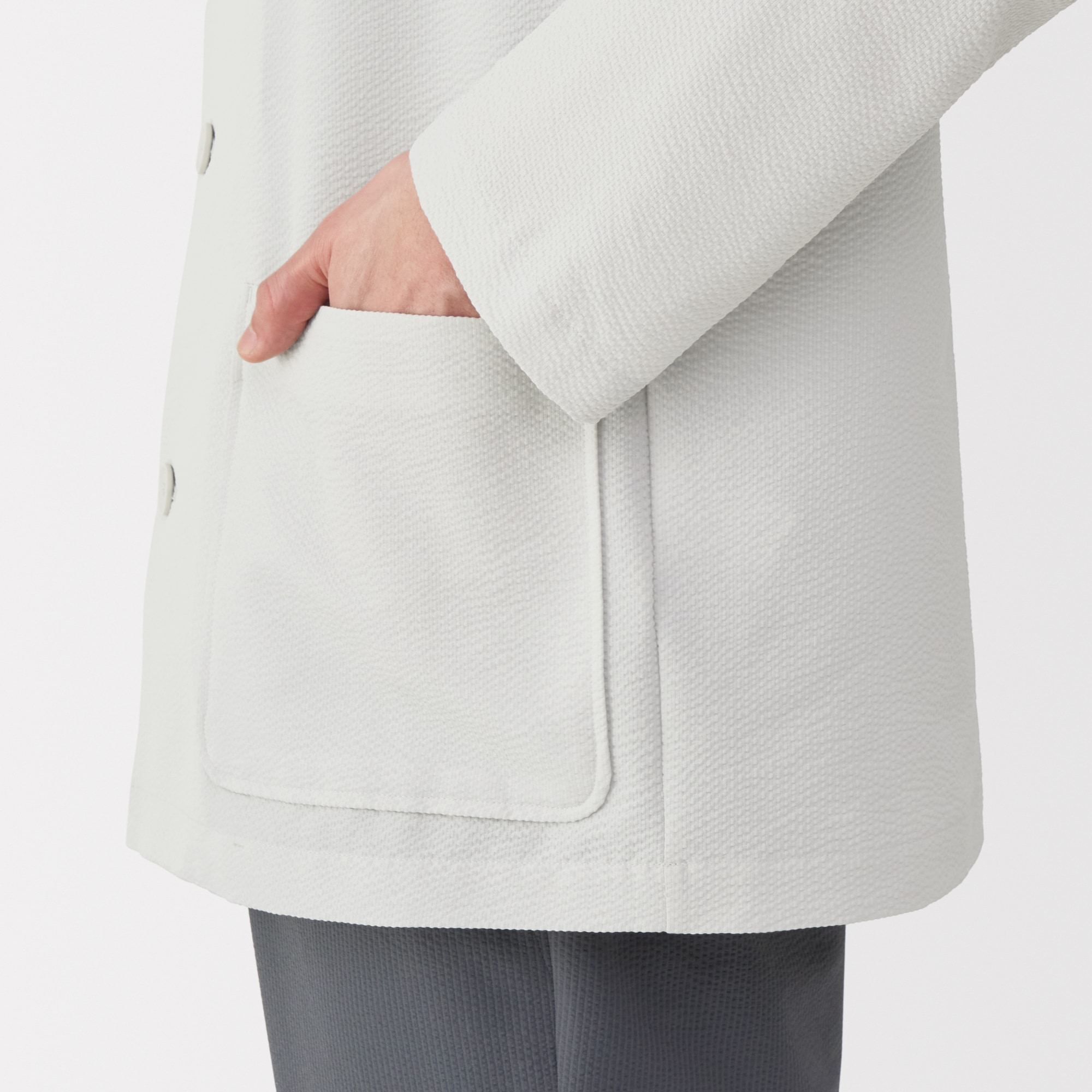 紳士　風を通すストレッチサッカーカーディガン