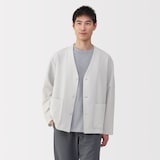 紳士　風を通すストレッチサッカーカーディガン