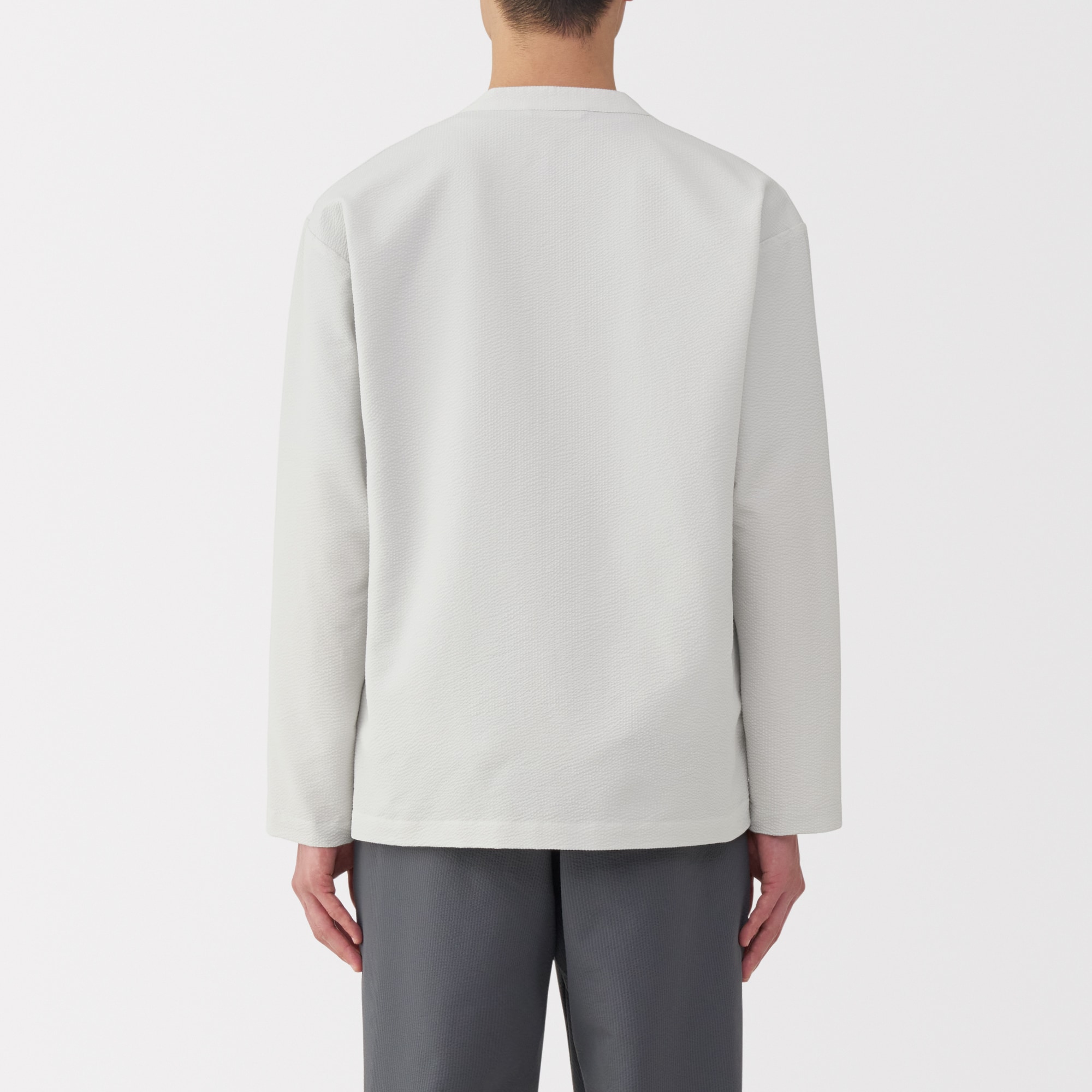 紳士　風を通すストレッチサッカーカーディガン