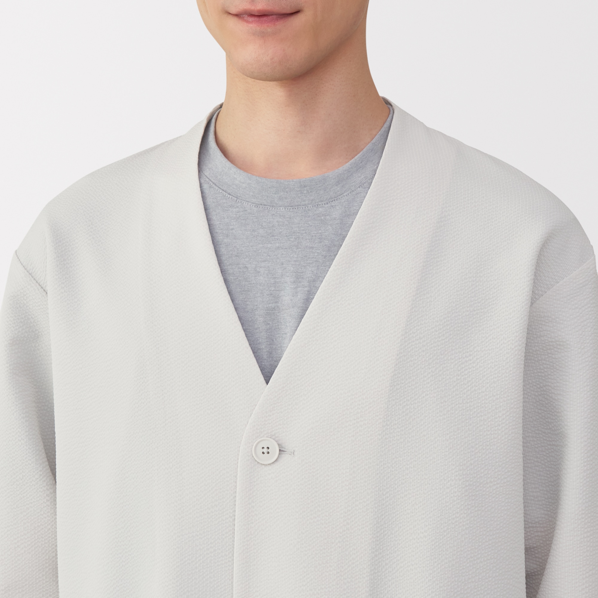 紳士　風を通すストレッチサッカーカーディガン