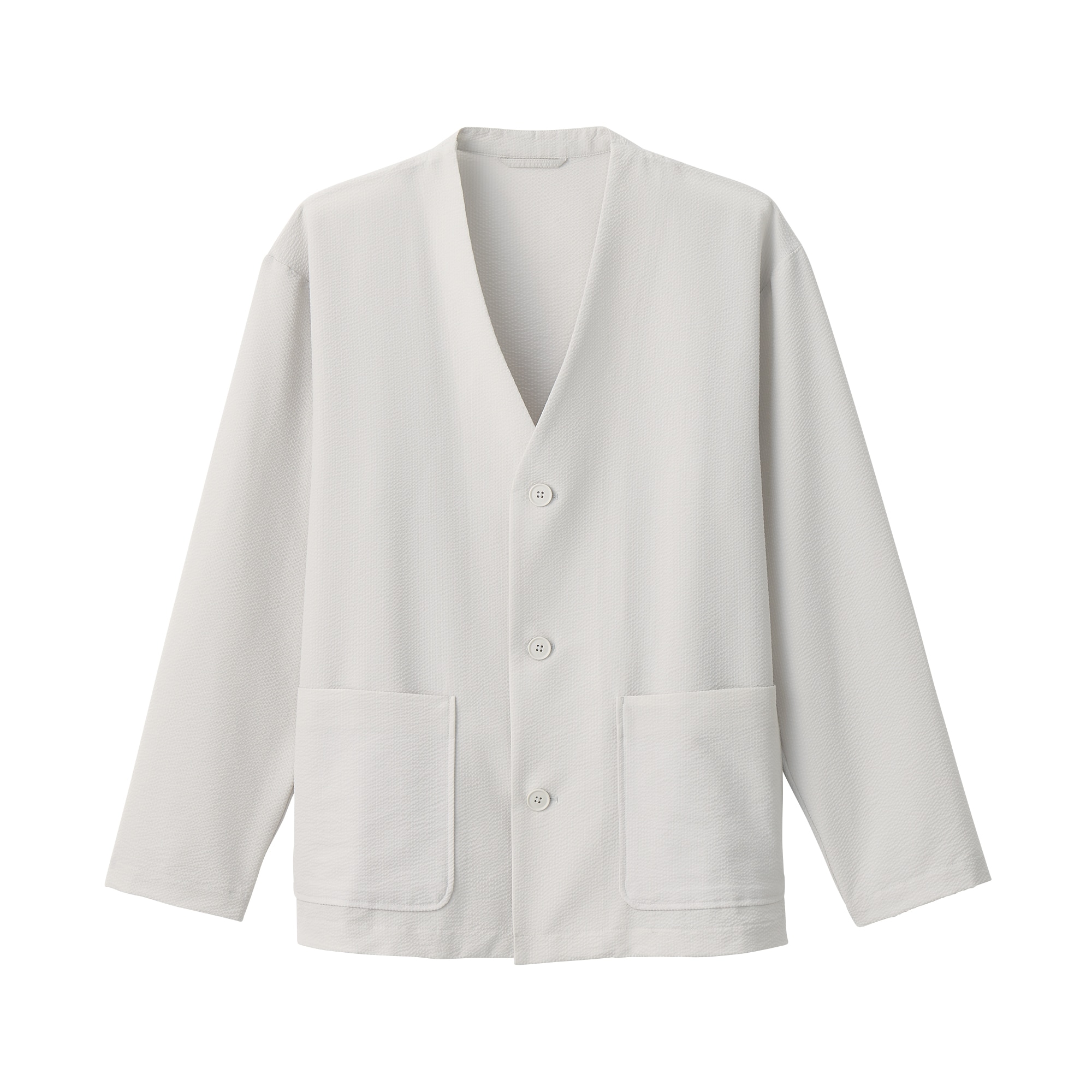 紳士　風を通すストレッチサッカーカーディガン