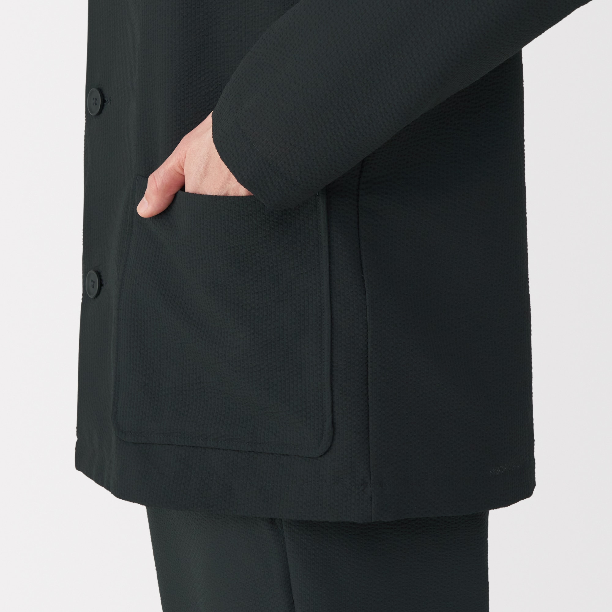 紳士　風を通すストレッチサッカーカーディガン