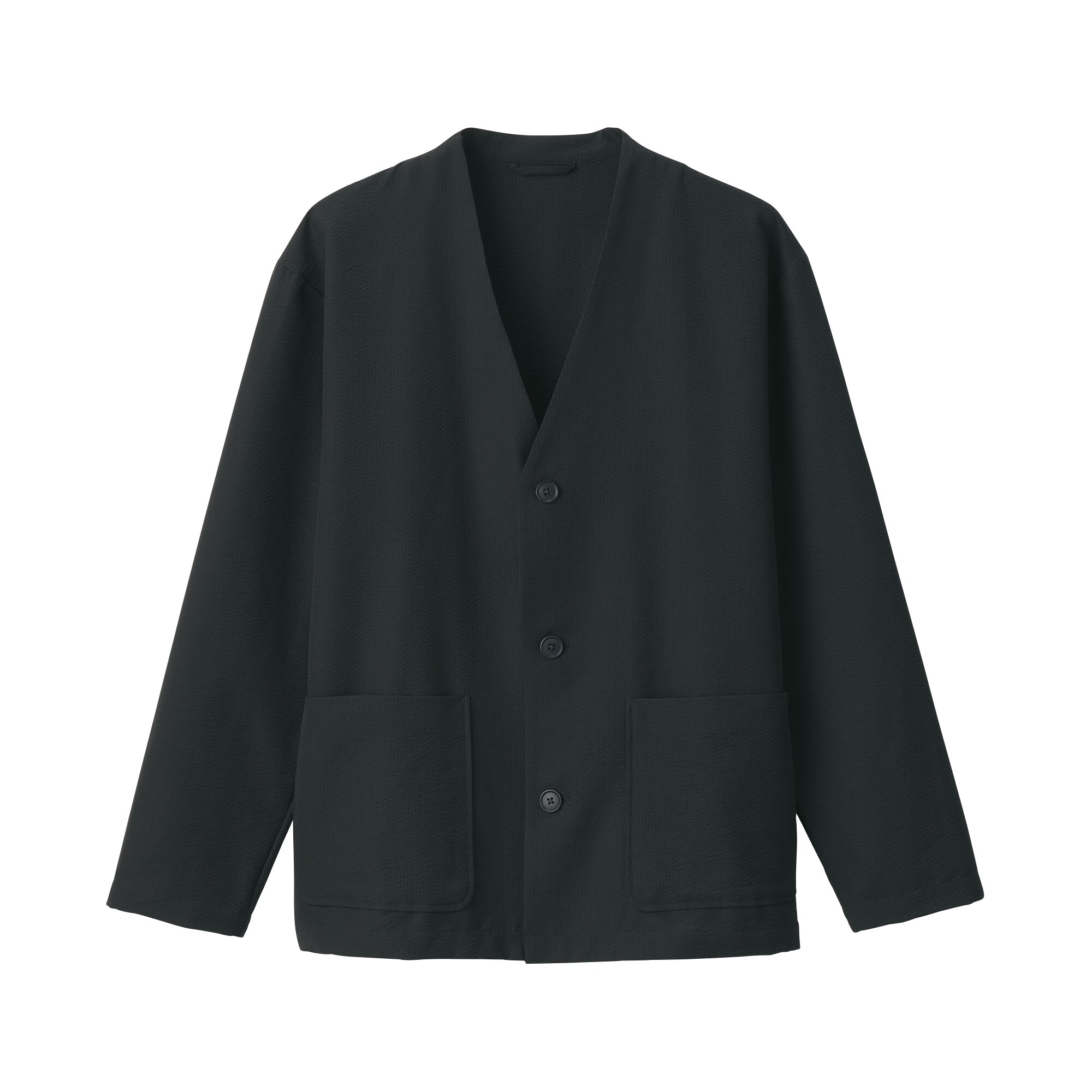 紳士　風を通すストレッチサッカーカーディガン