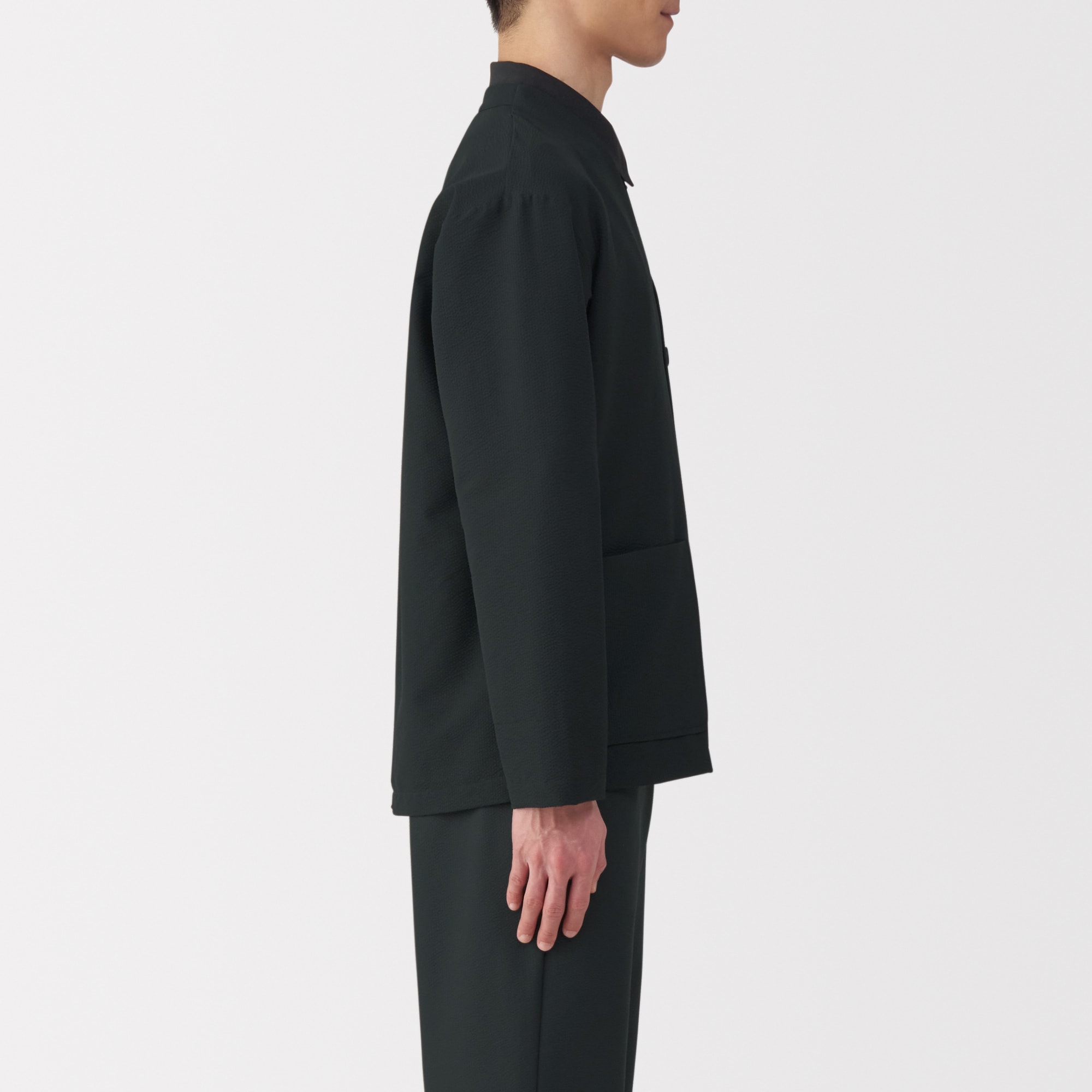 紳士　風を通すストレッチサッカーカーディガン