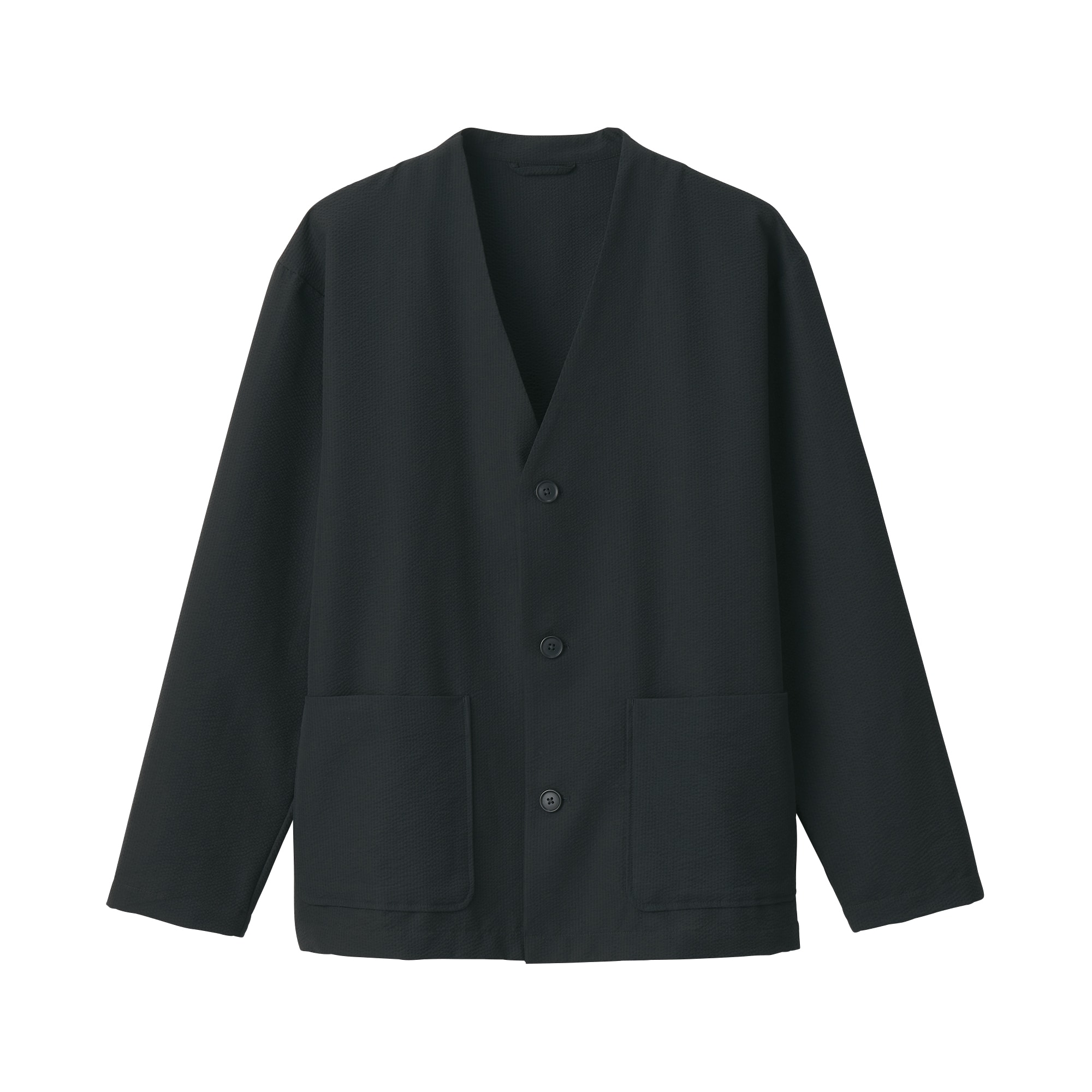 紳士　風を通すストレッチサッカーカーディガン