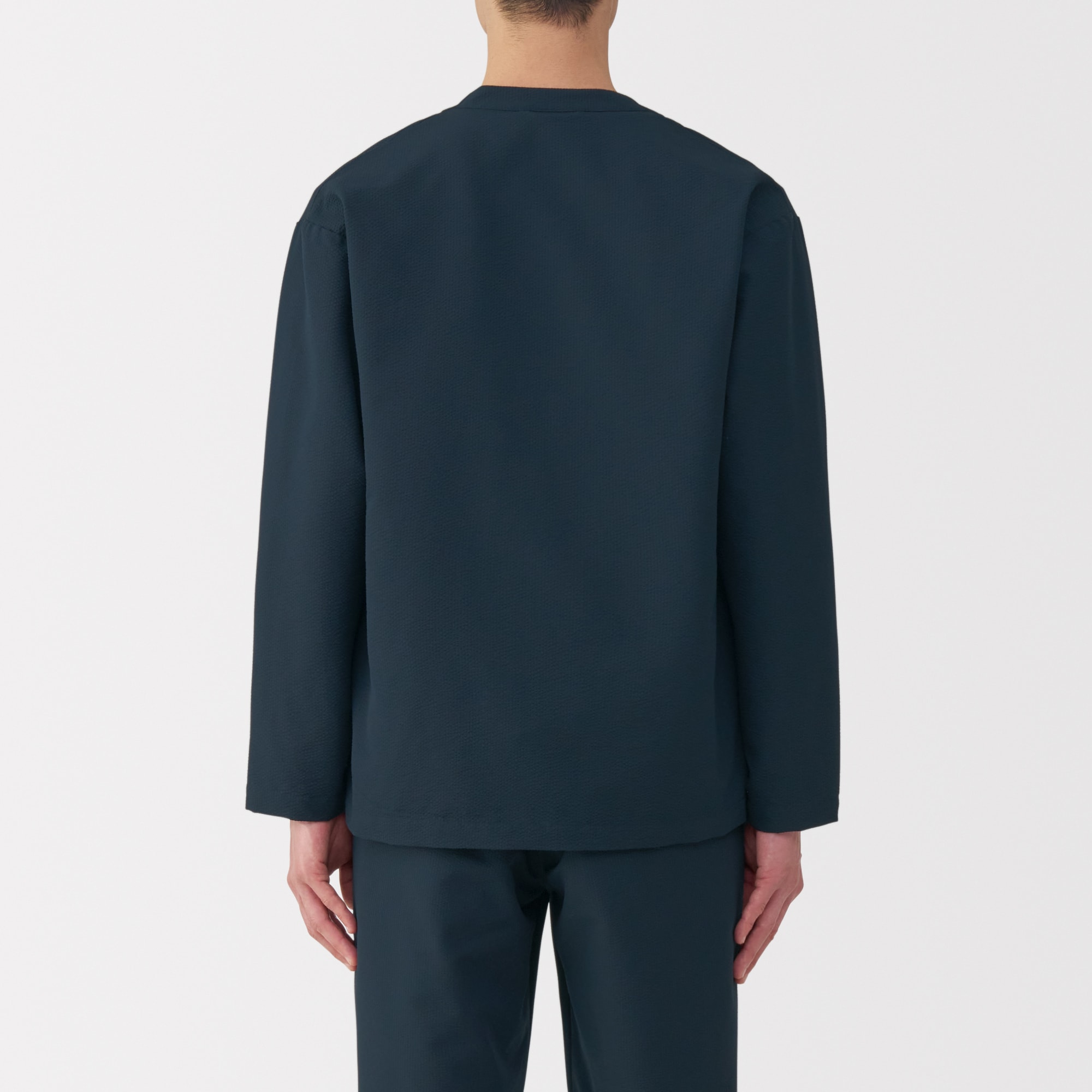 紳士　風を通すストレッチサッカーカーディガン