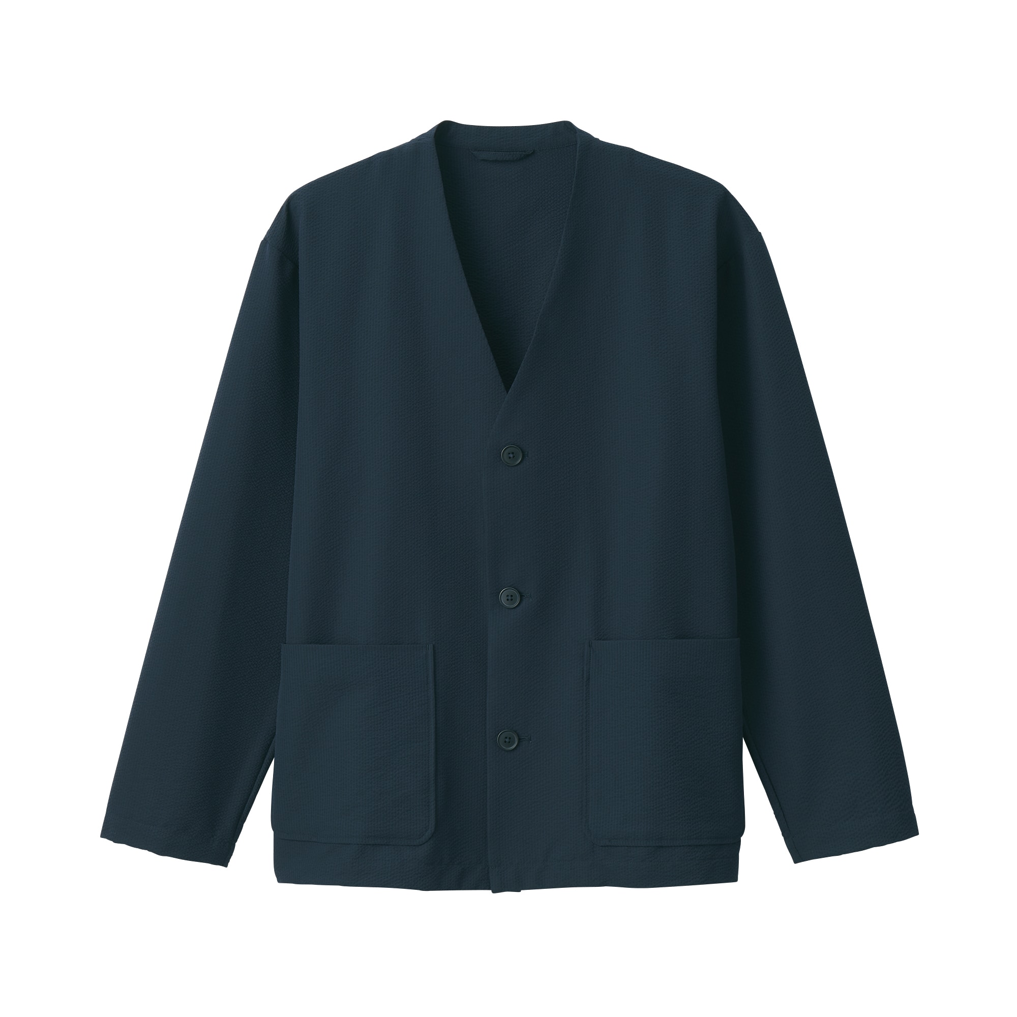 紳士　風を通すストレッチサッカーカーディガン