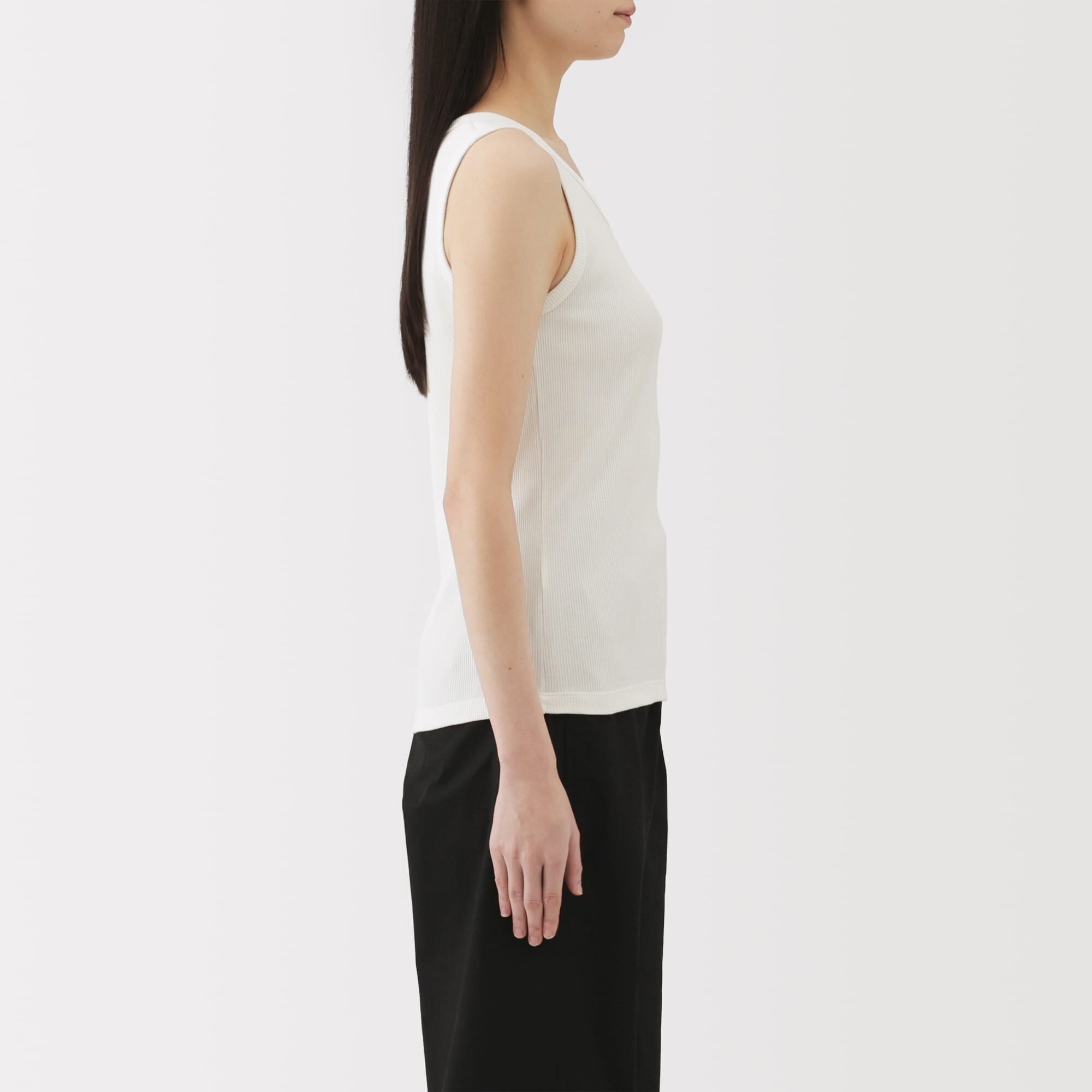 婦人　ストレッチリブ編みタンクトップ