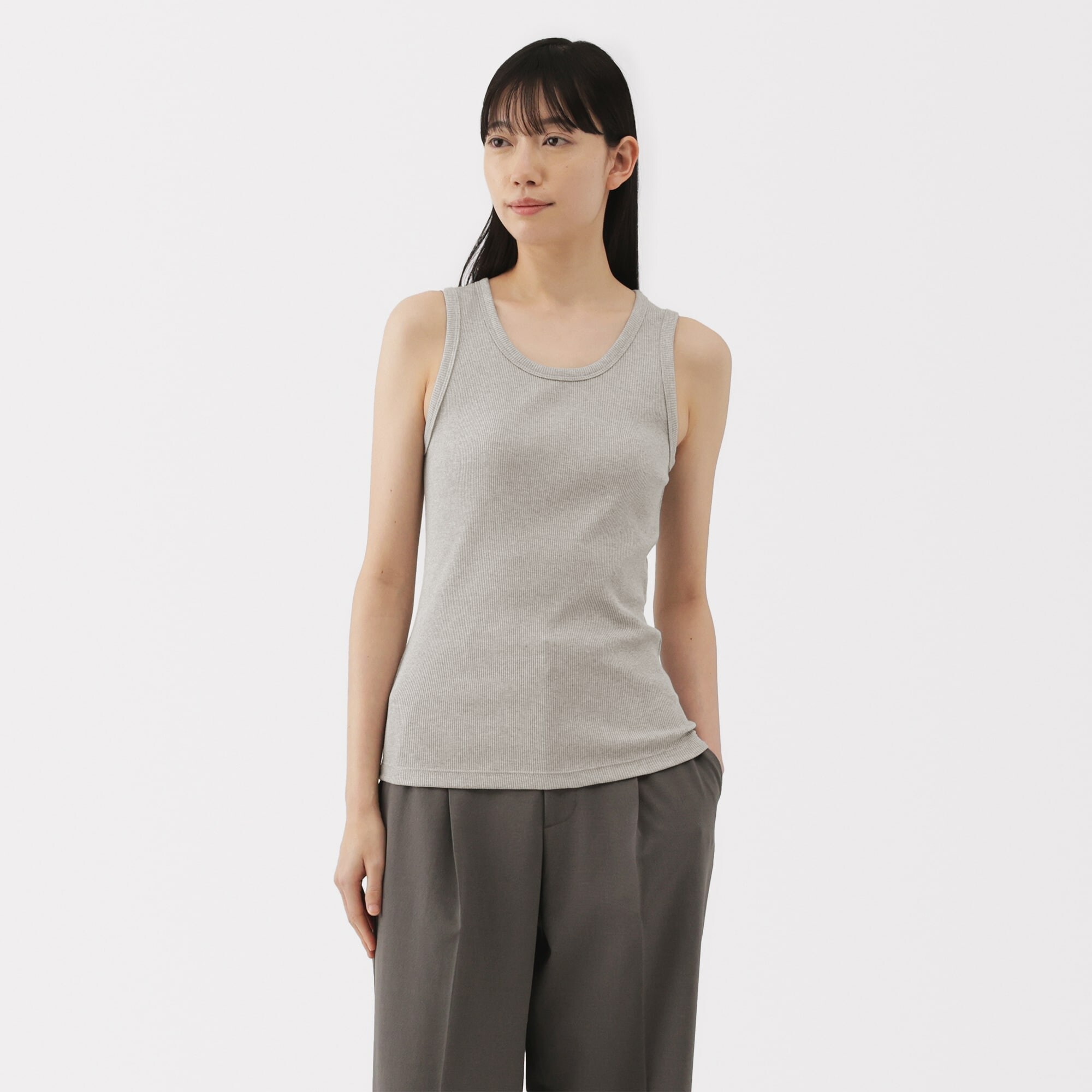 婦人　ストレッチリブ編みタンクトップ