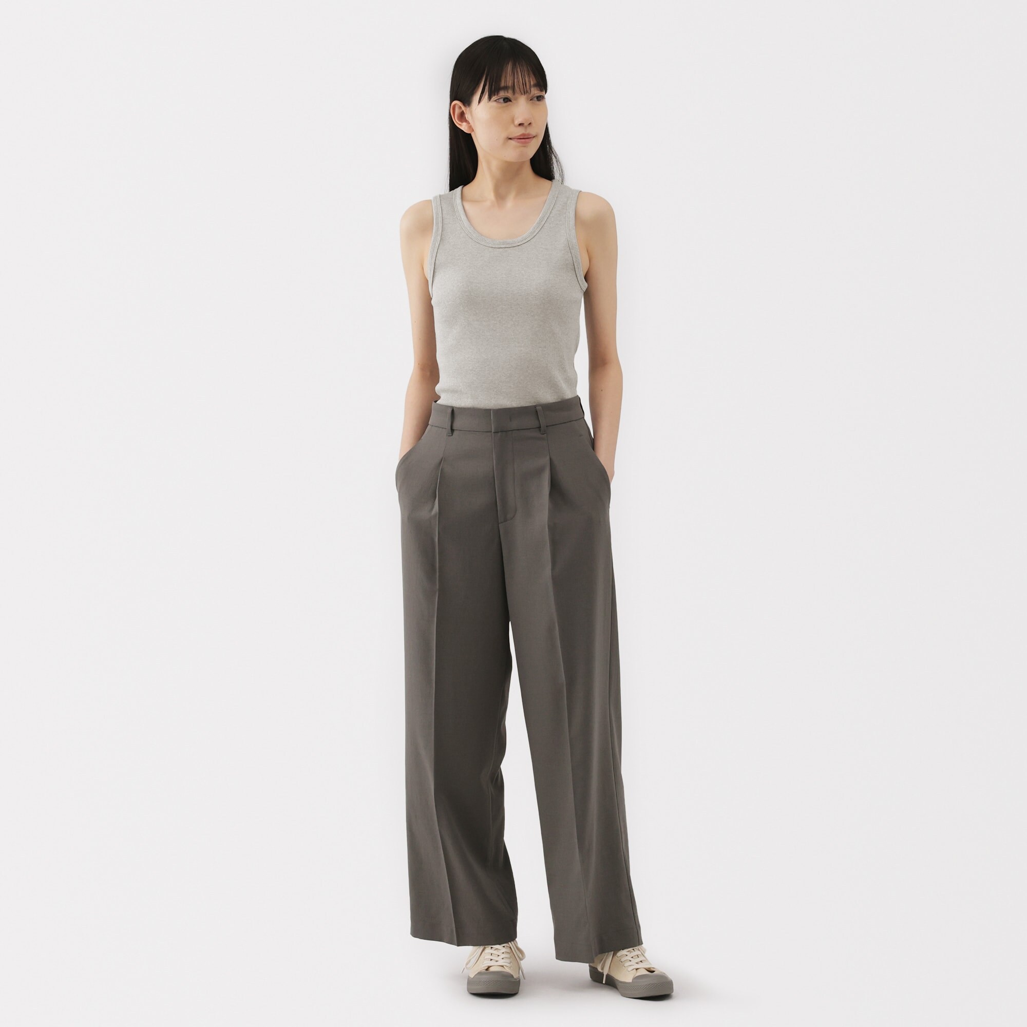 婦人　ストレッチリブ編みタンクトップ