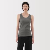 婦人　ストレッチリブ編みタンクトップ